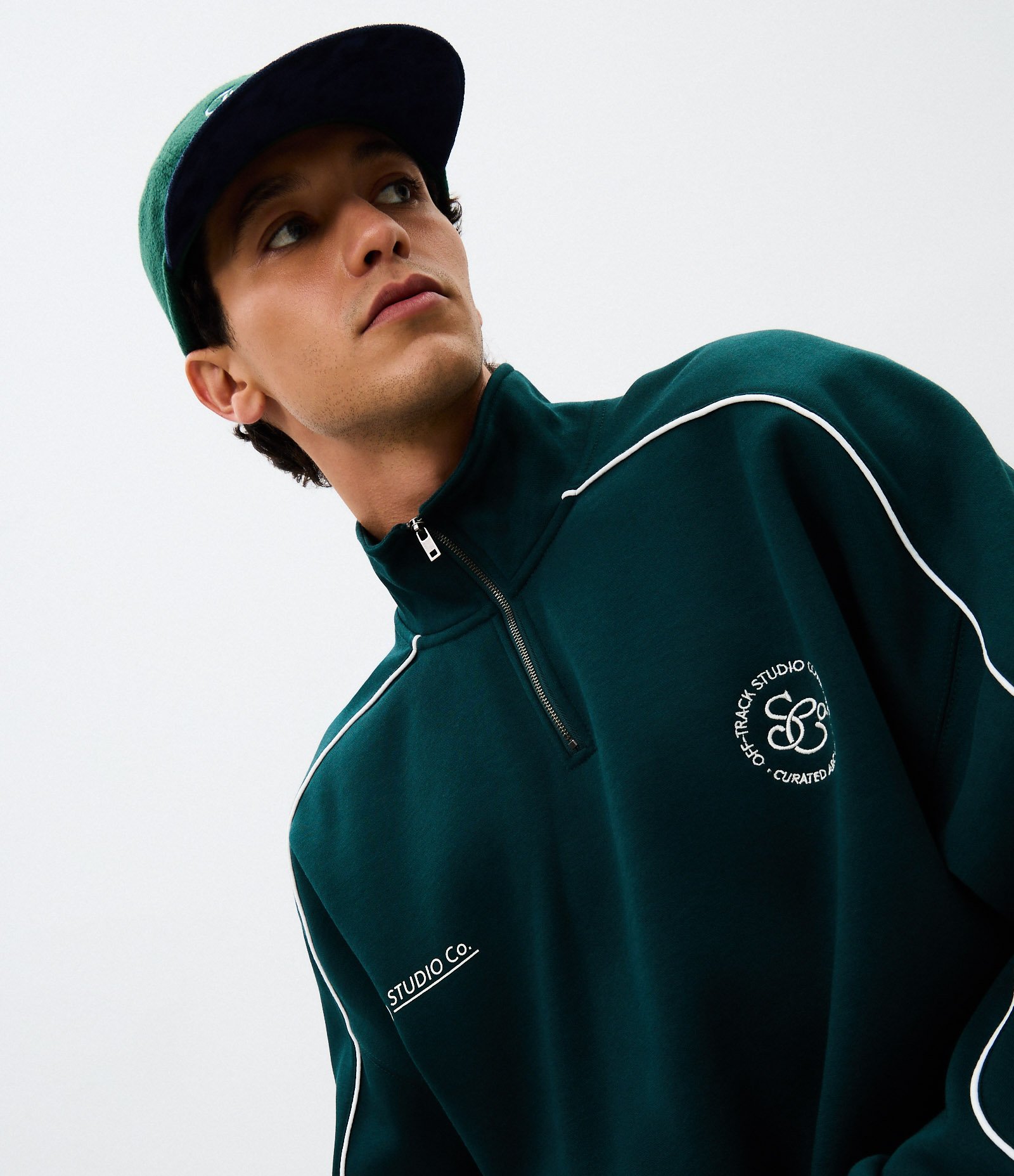 Casaco Masculino Moletom Esportivo Half Zíper Boxy Verde 3