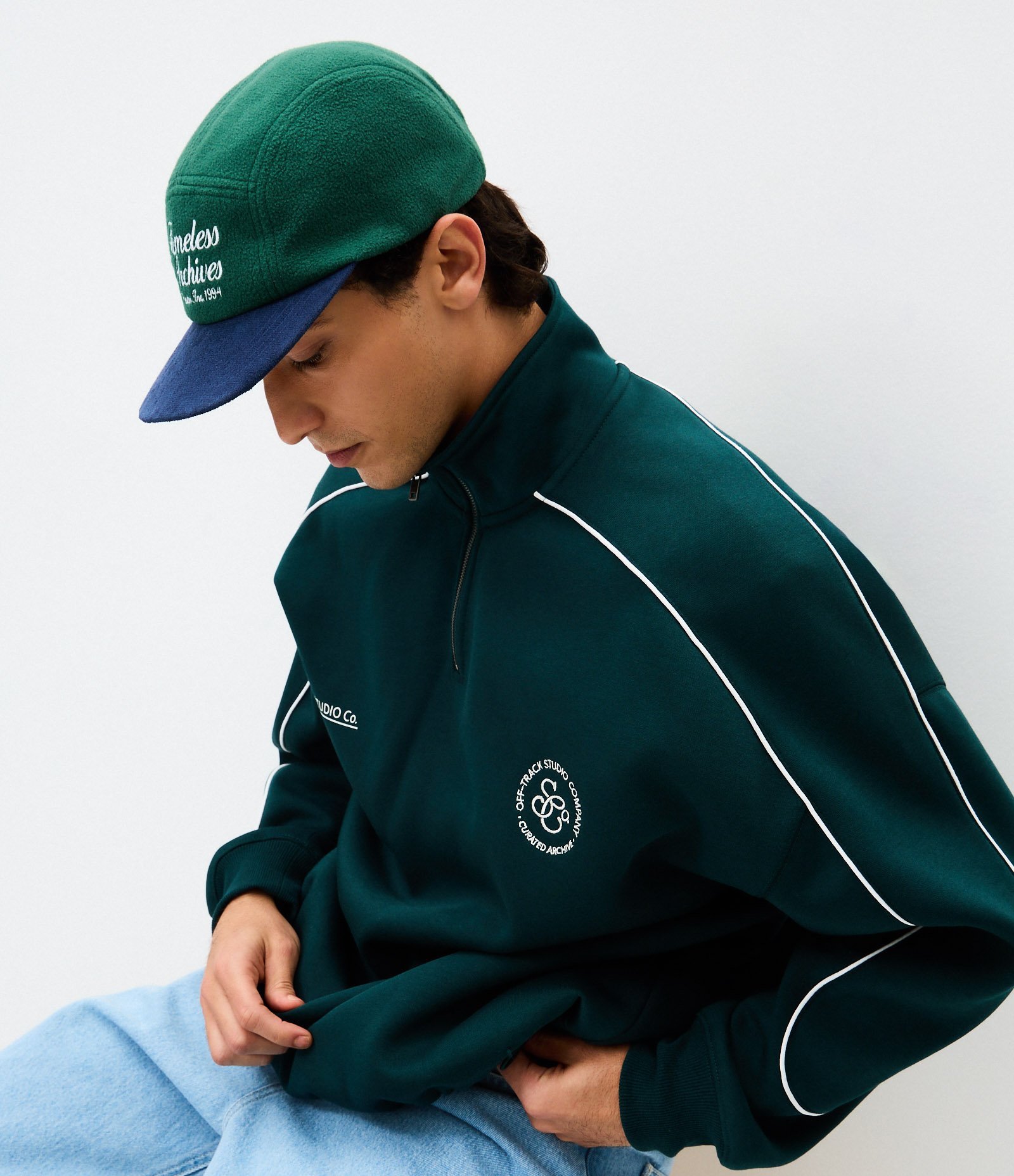 Casaco Masculino Moletom Esportivo Half Zíper Boxy Verde 4