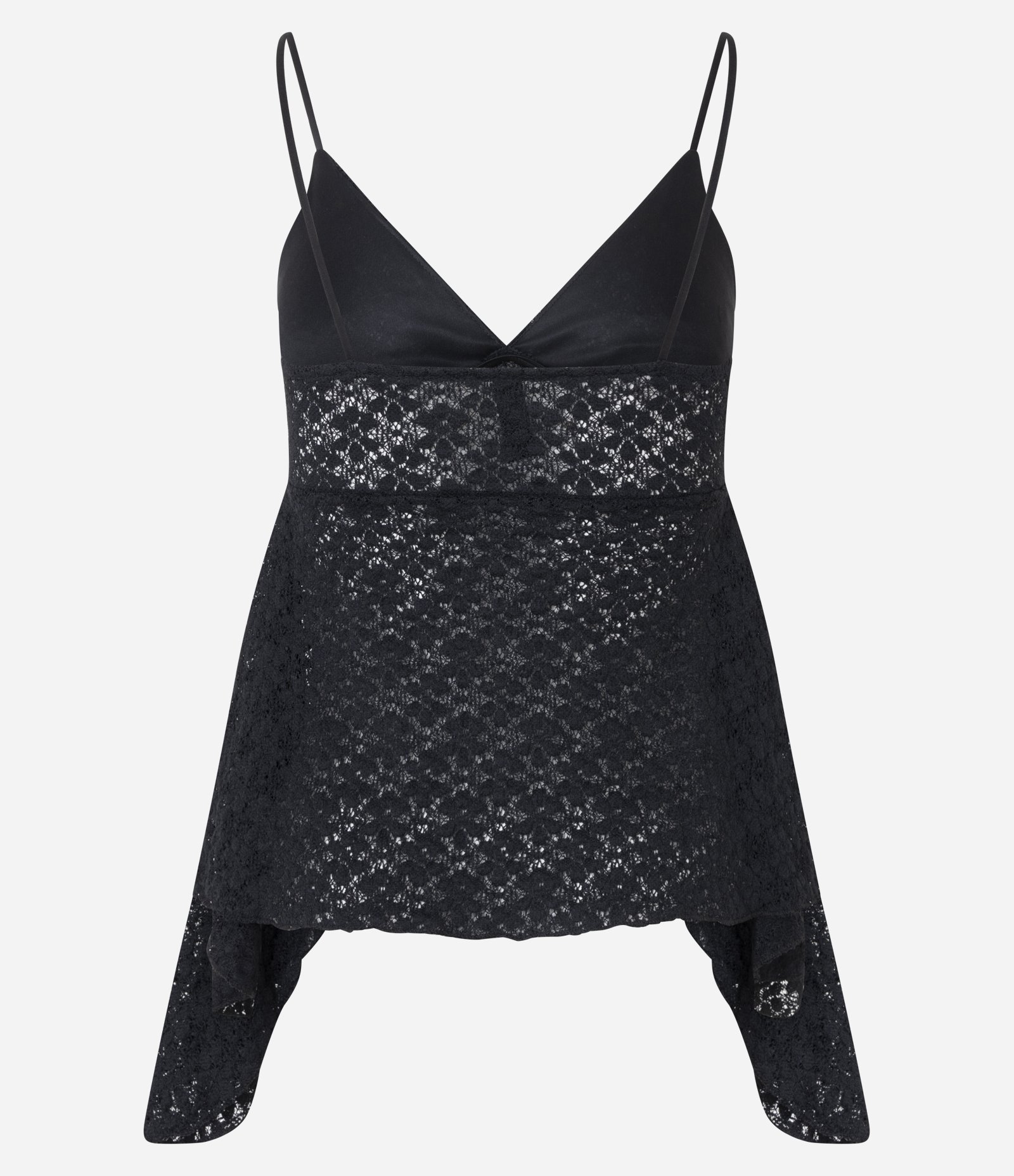 Blusa de Alcinha em Renda com Pontas Assimétricas Preto 3