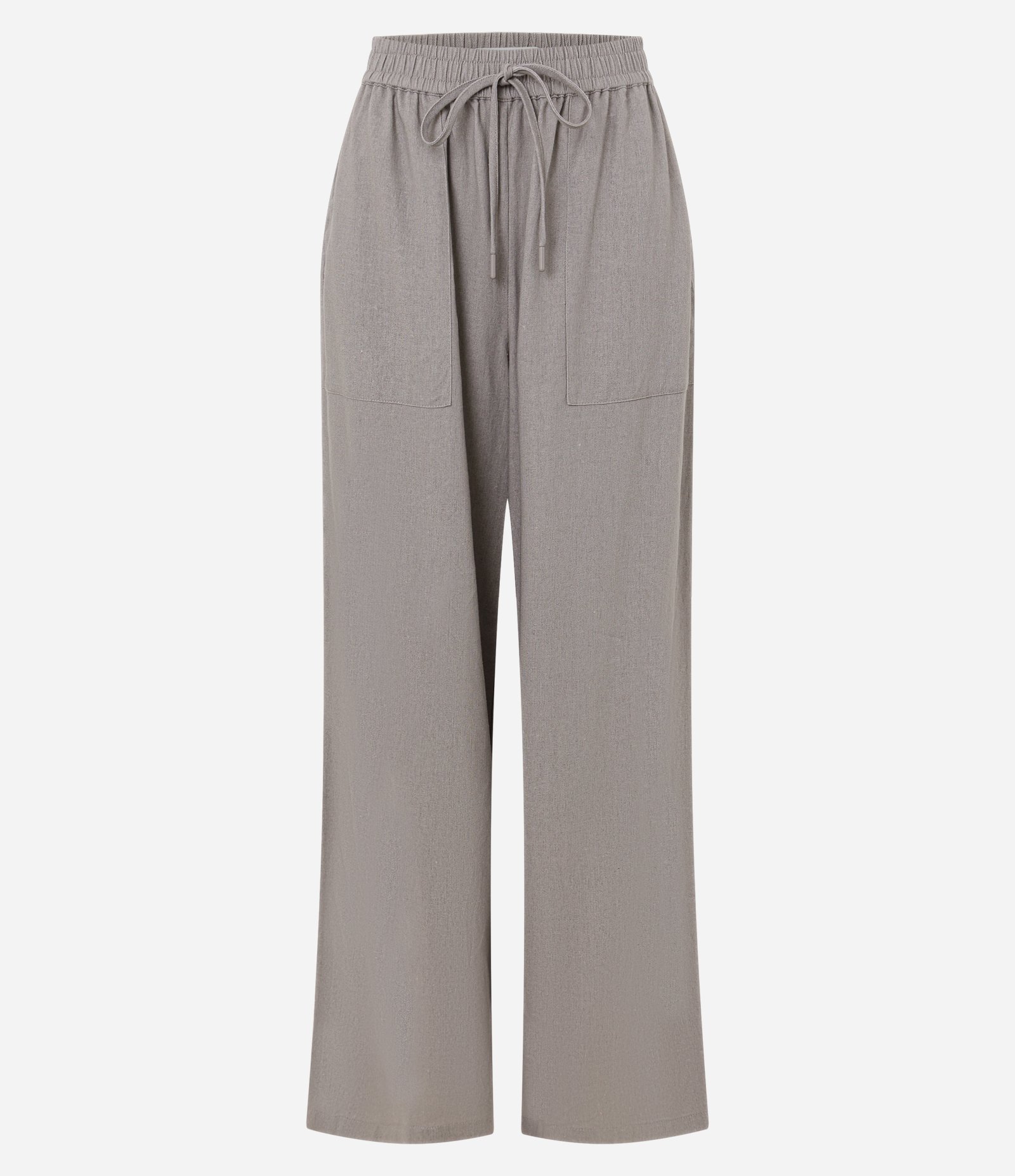 Calça Wide em Viscolinho com Cós Elástico e Amarração Cinza 5