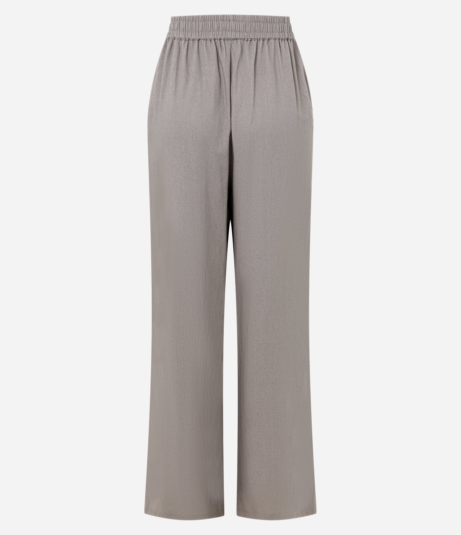 Calça Wide em Viscolinho com Cós Elástico e Amarração Cinza 6