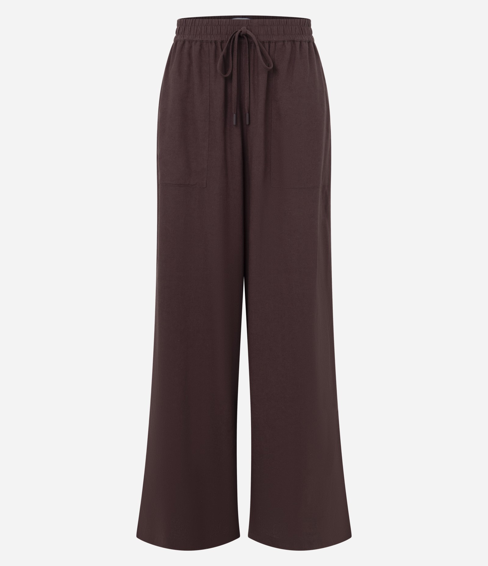 Calça Wide em Viscolinho com Cós Elástico e Amarração Bordô 6