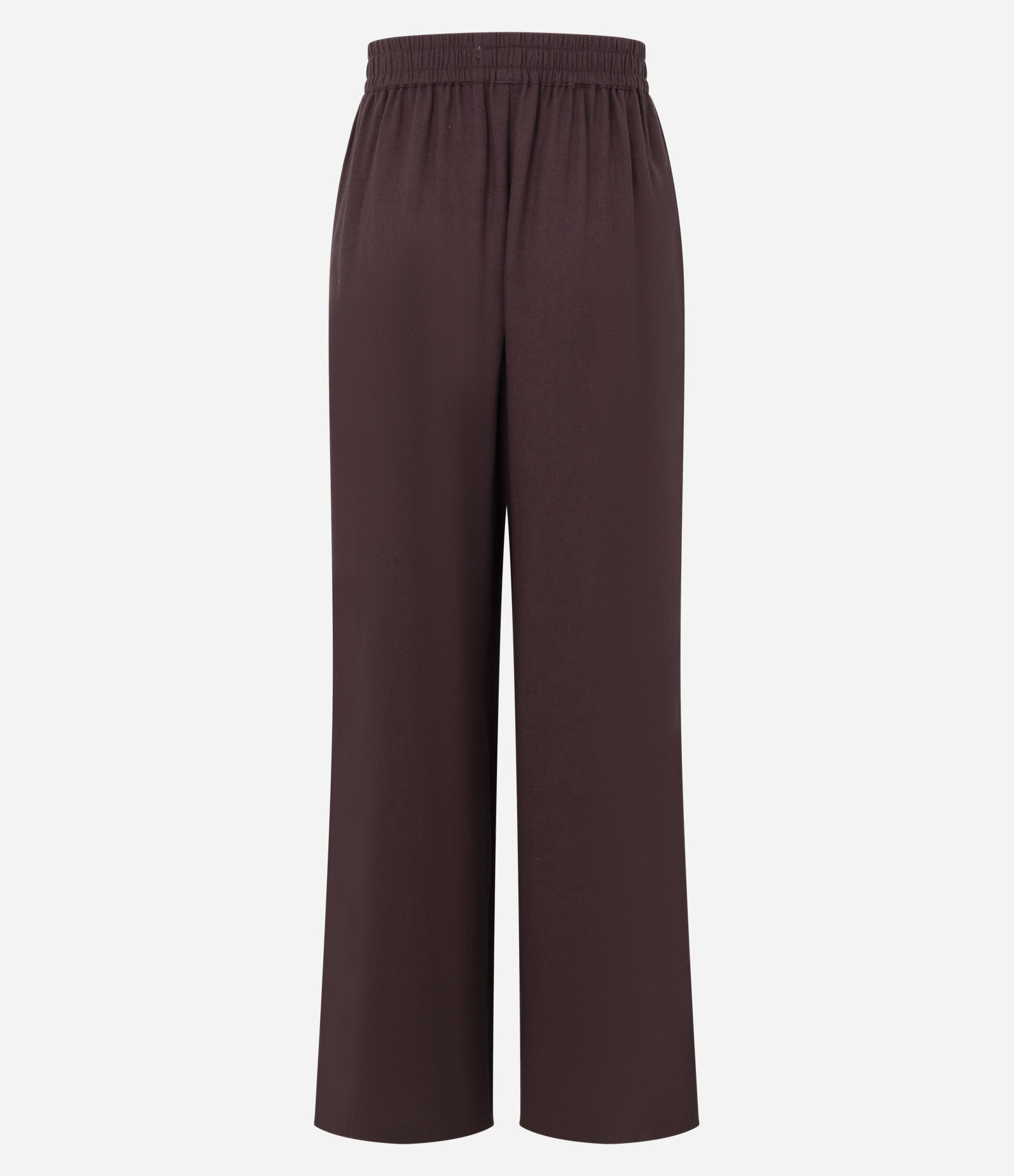 Calça Wide em Viscolinho com Cós Elástico e Amarração Bordô 7