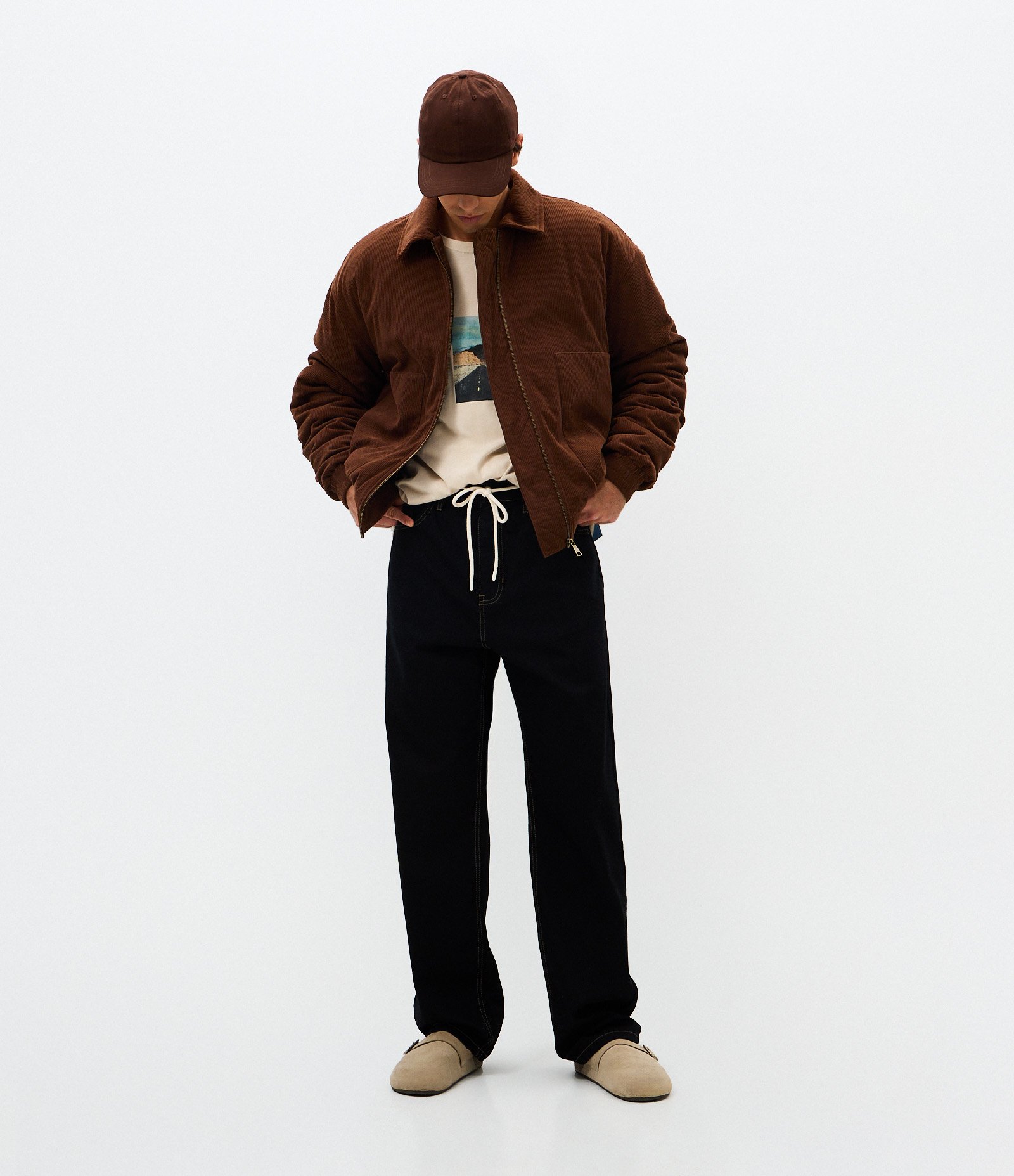 Jaqueta Bomber de Veludo com Gola Polo Marrom 2