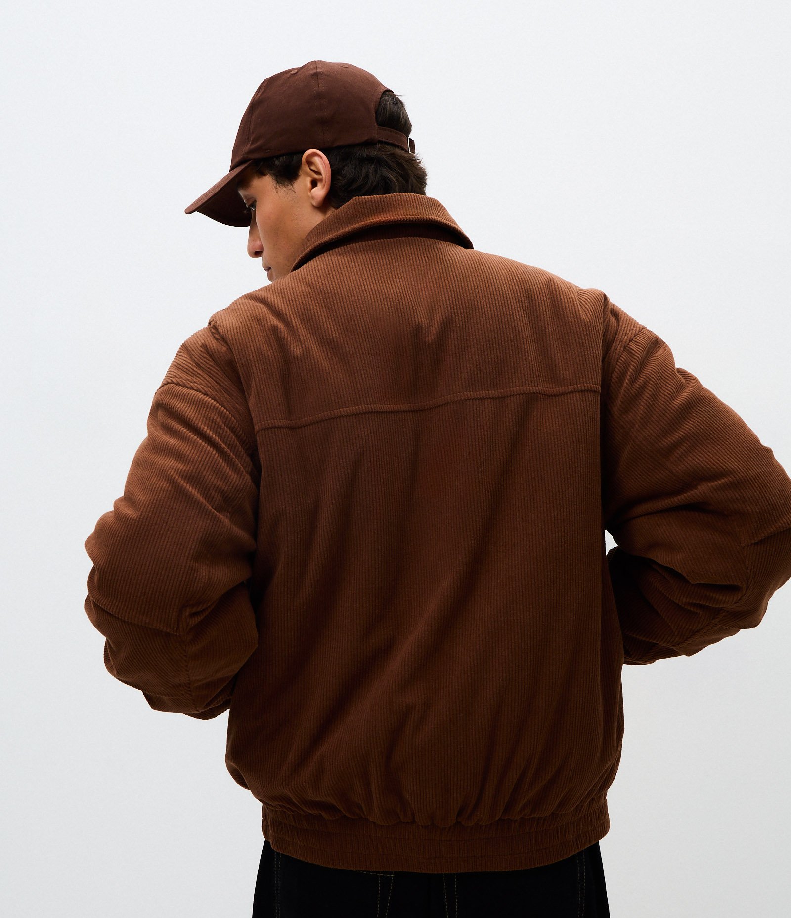 Jaqueta Bomber de Veludo com Gola Polo Marrom 4