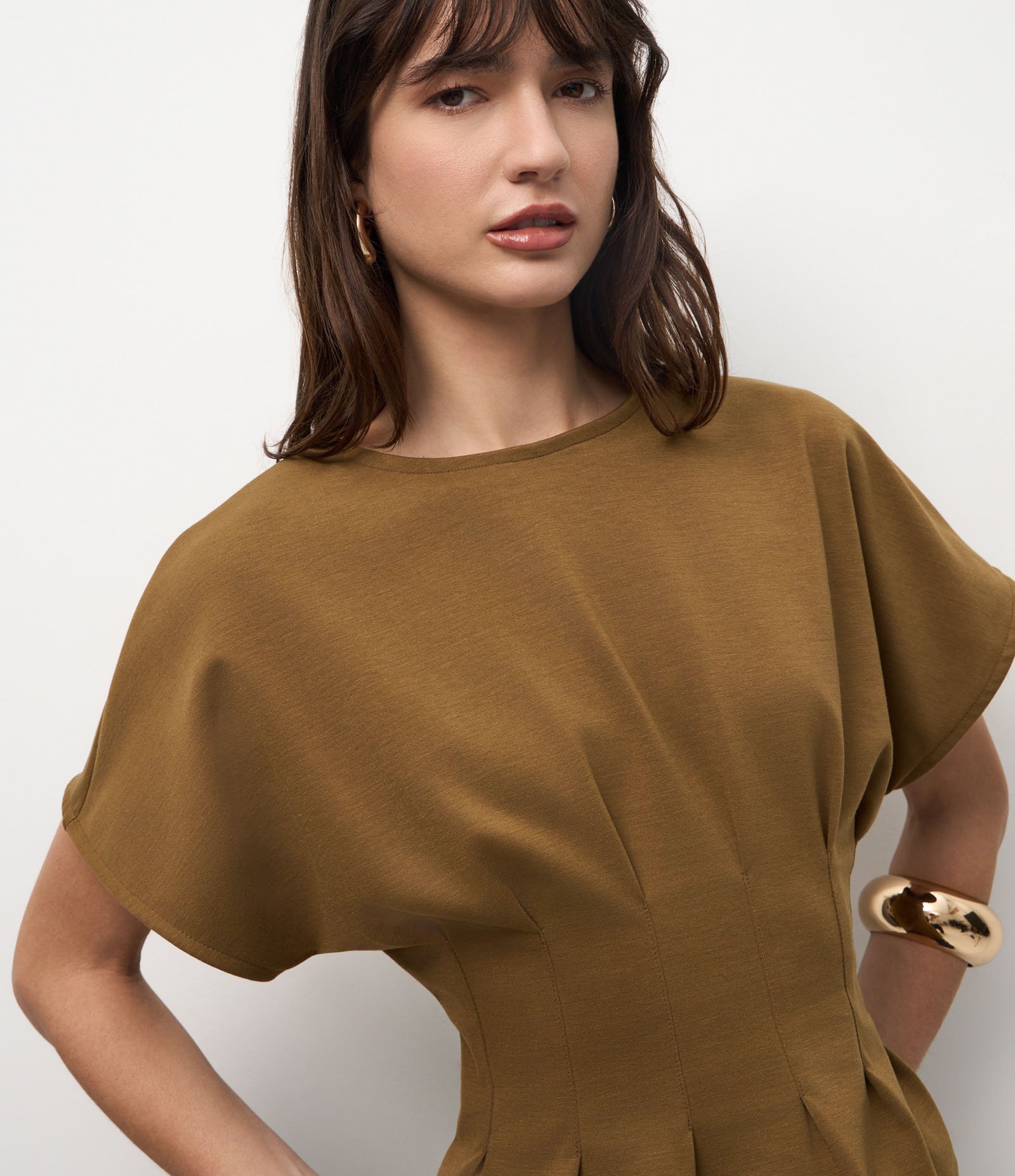 Blusa Peplum Estruturada com Pregas Frontais Verde 3