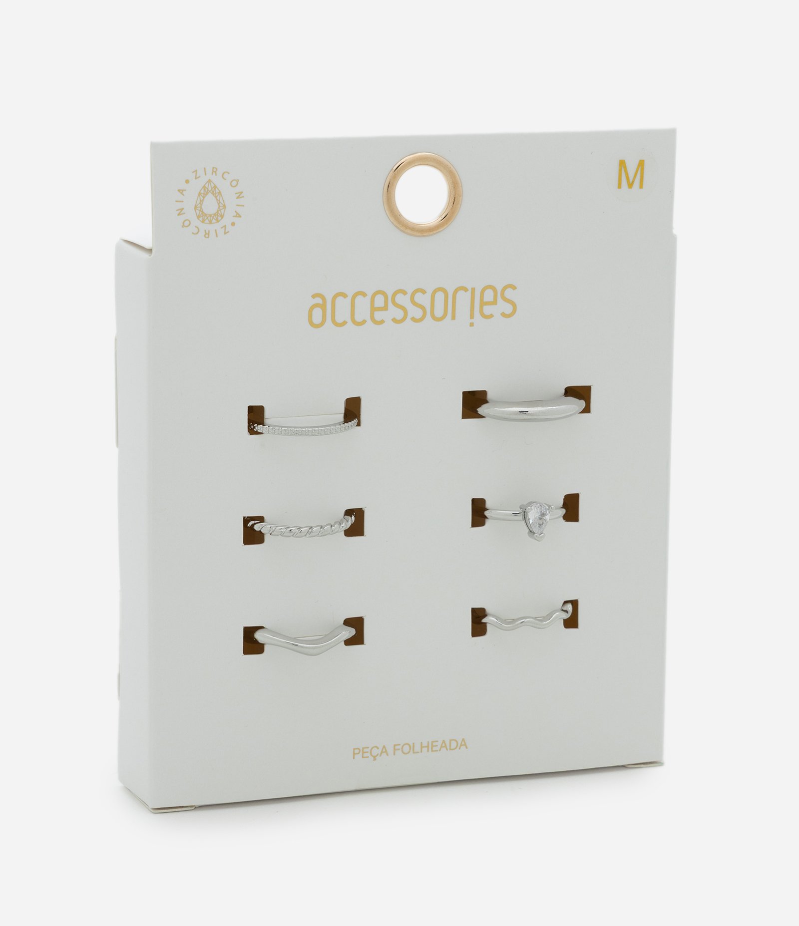 Kit 06 Anéis Delicados com Texturas Variadas Prata 3