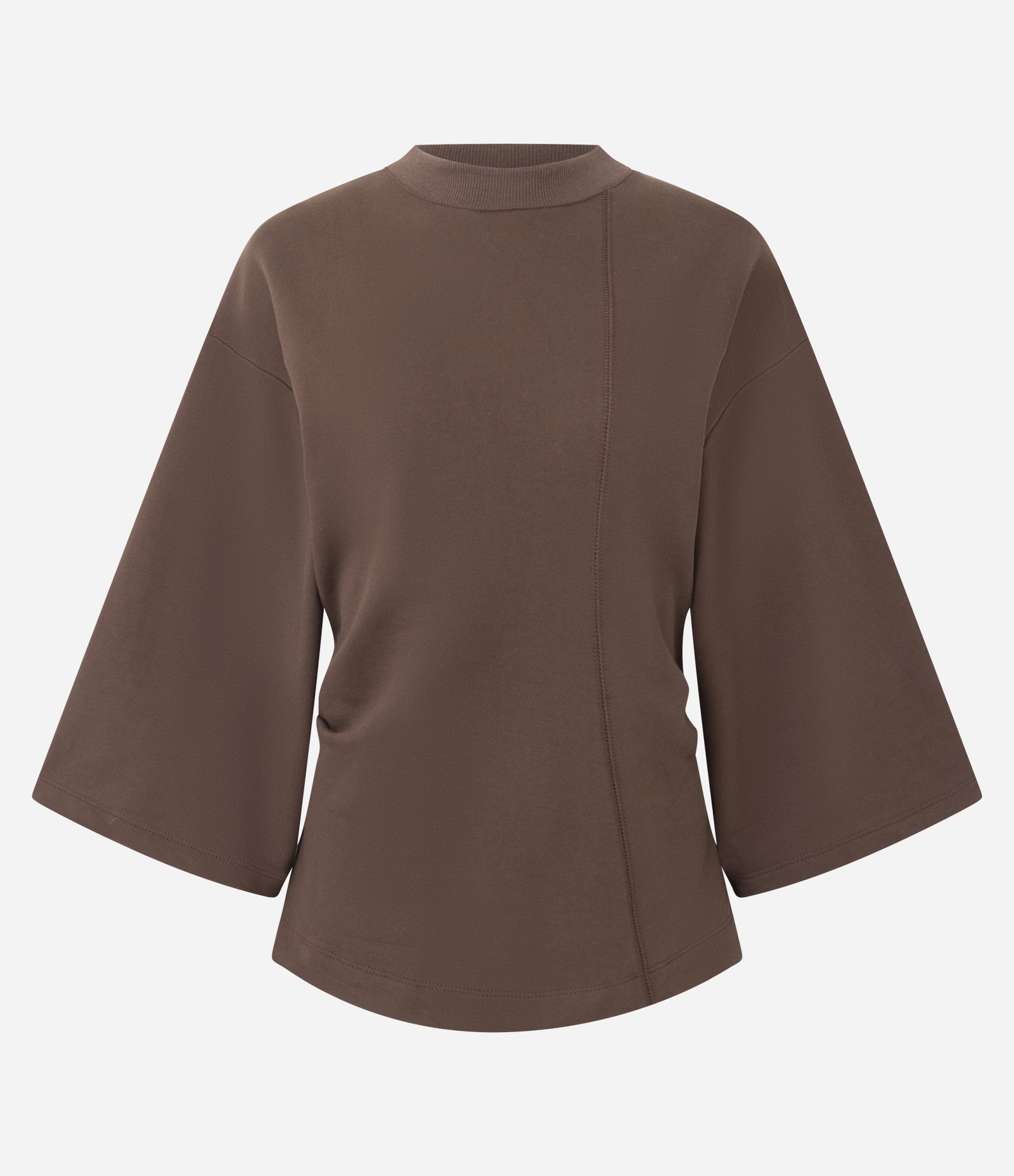 Blusa Moletom Acinturada com Mangas Amplas Marrom 5