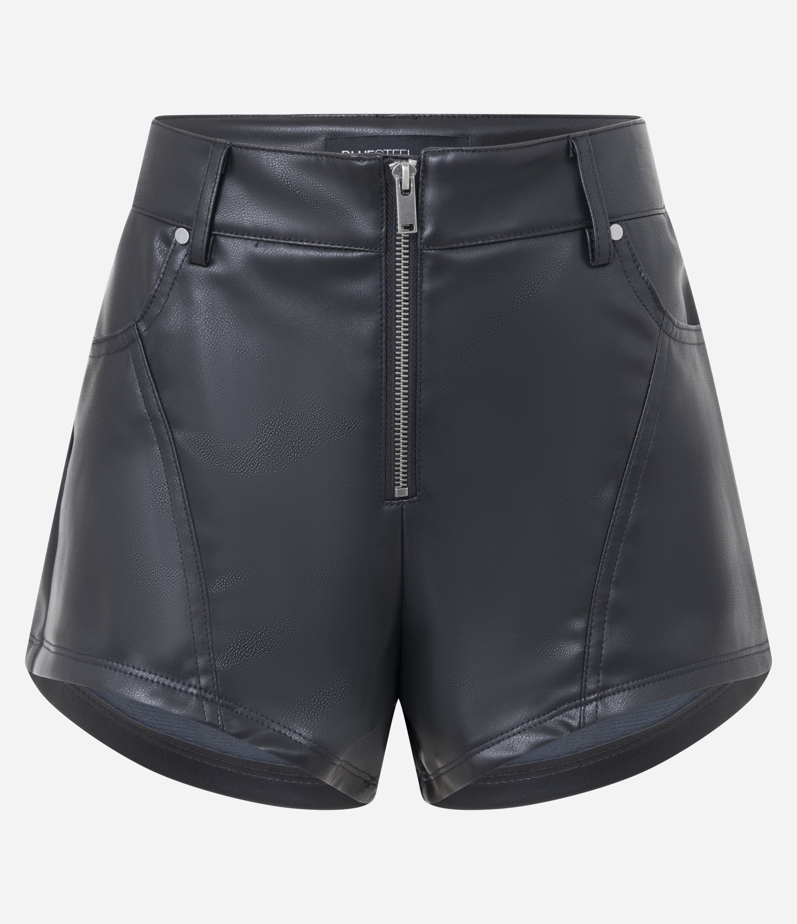 Short Curto em PU com Fechamento em Zíper Preto 4