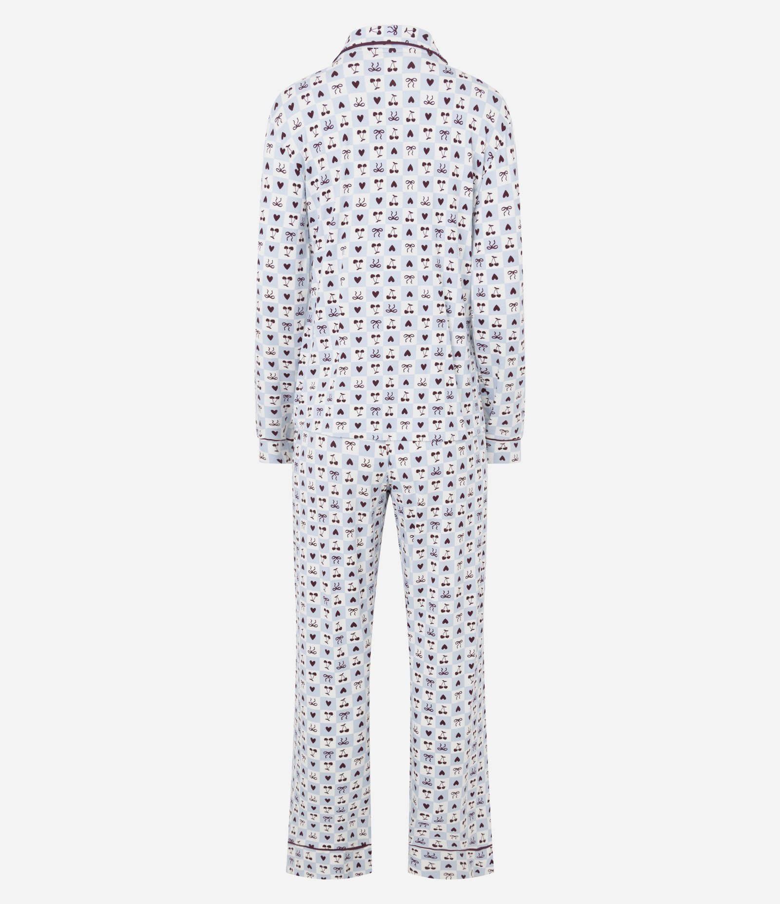 Pijama Longo Americano em Viscolycra com Estampa Cerejas Multicores 3