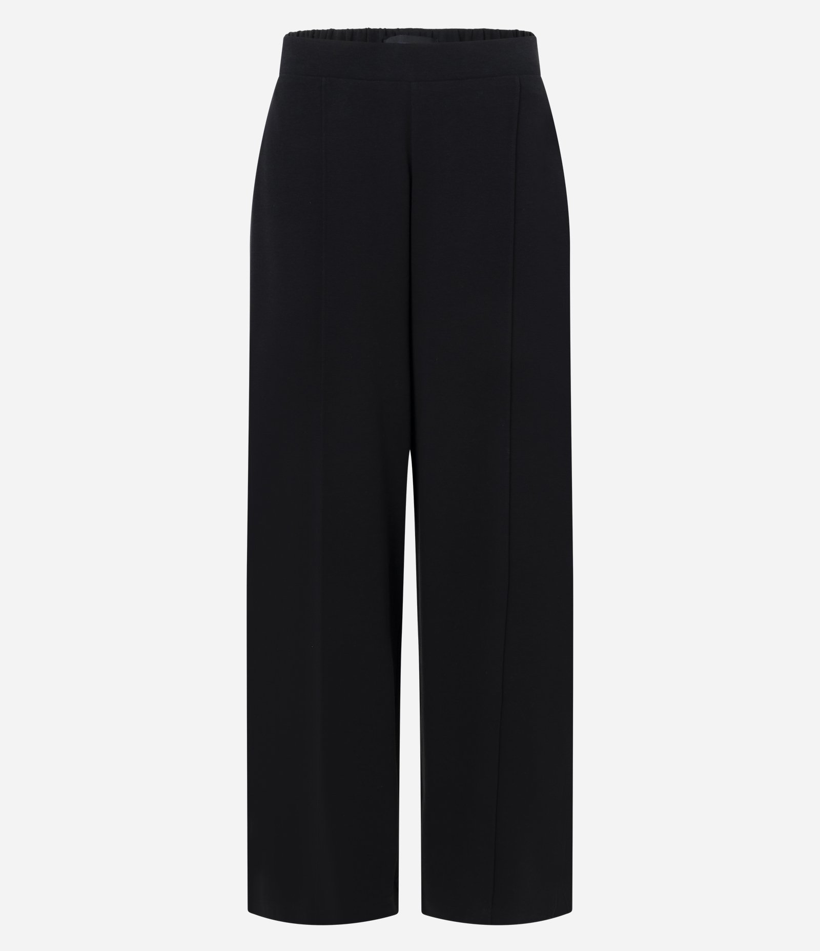 Calça Wide Leg em Interlock com Cós Elástico Preto 1