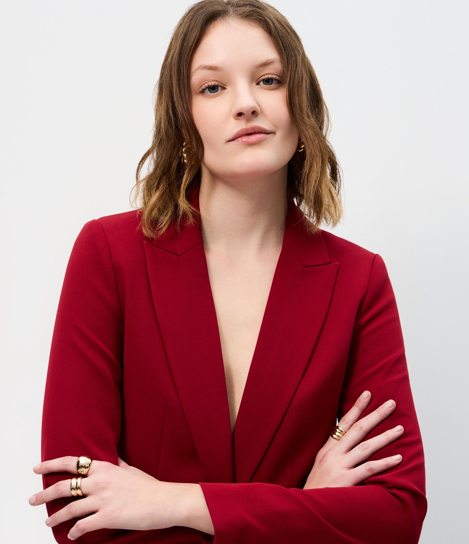 Blazer em Crepe com Botão Único e Bolso com Lapela Vermelho 3