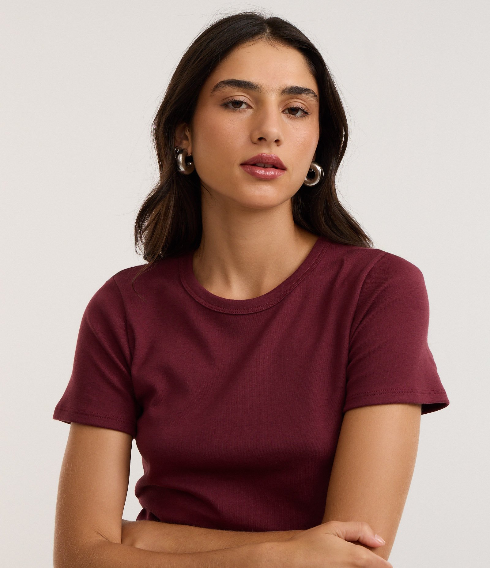 Blusa Baby Look Básica em Algodão Bordô 3