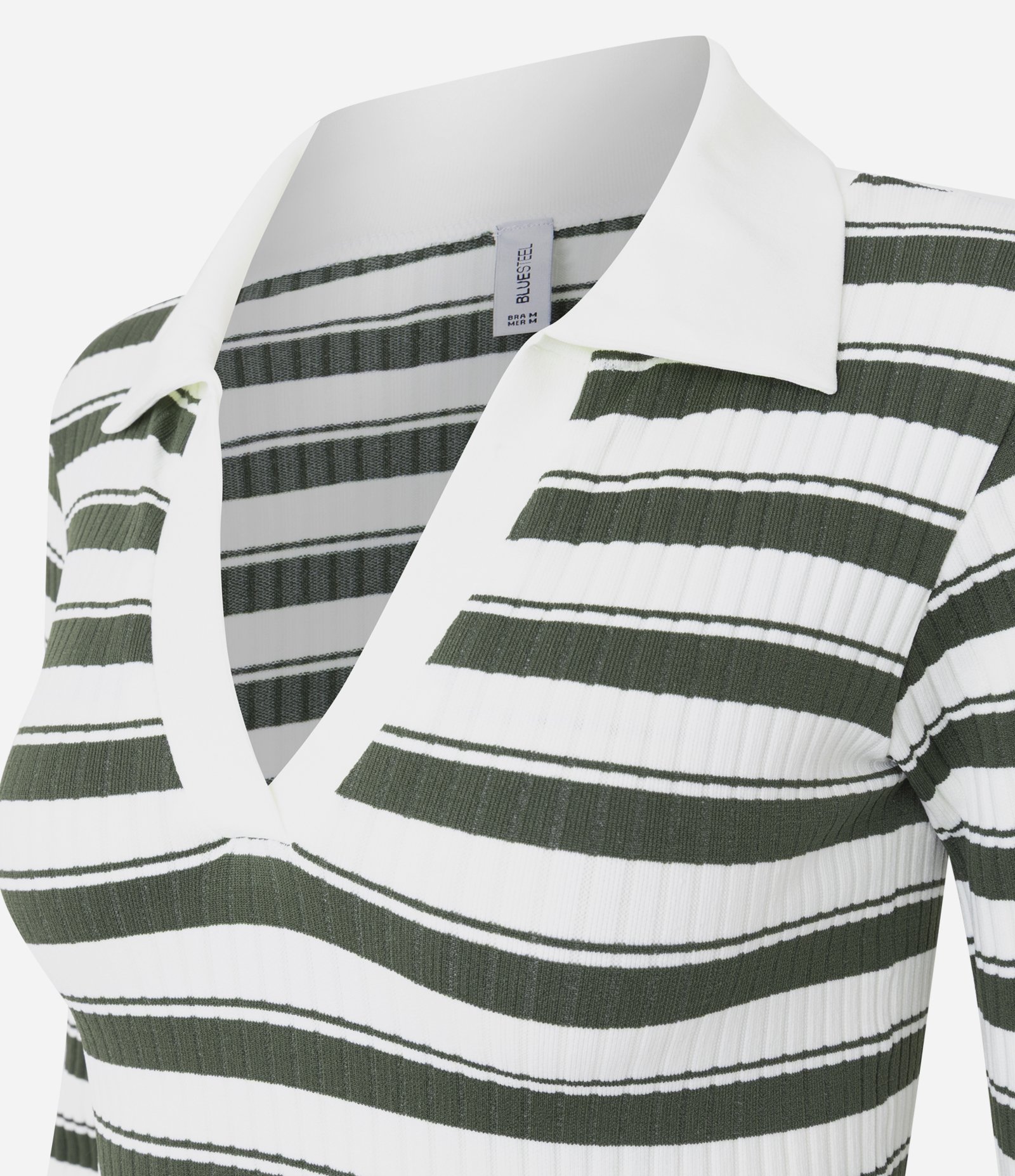 Blusa Seamless Listrada em Microfibra com Gola Polo Verde 6