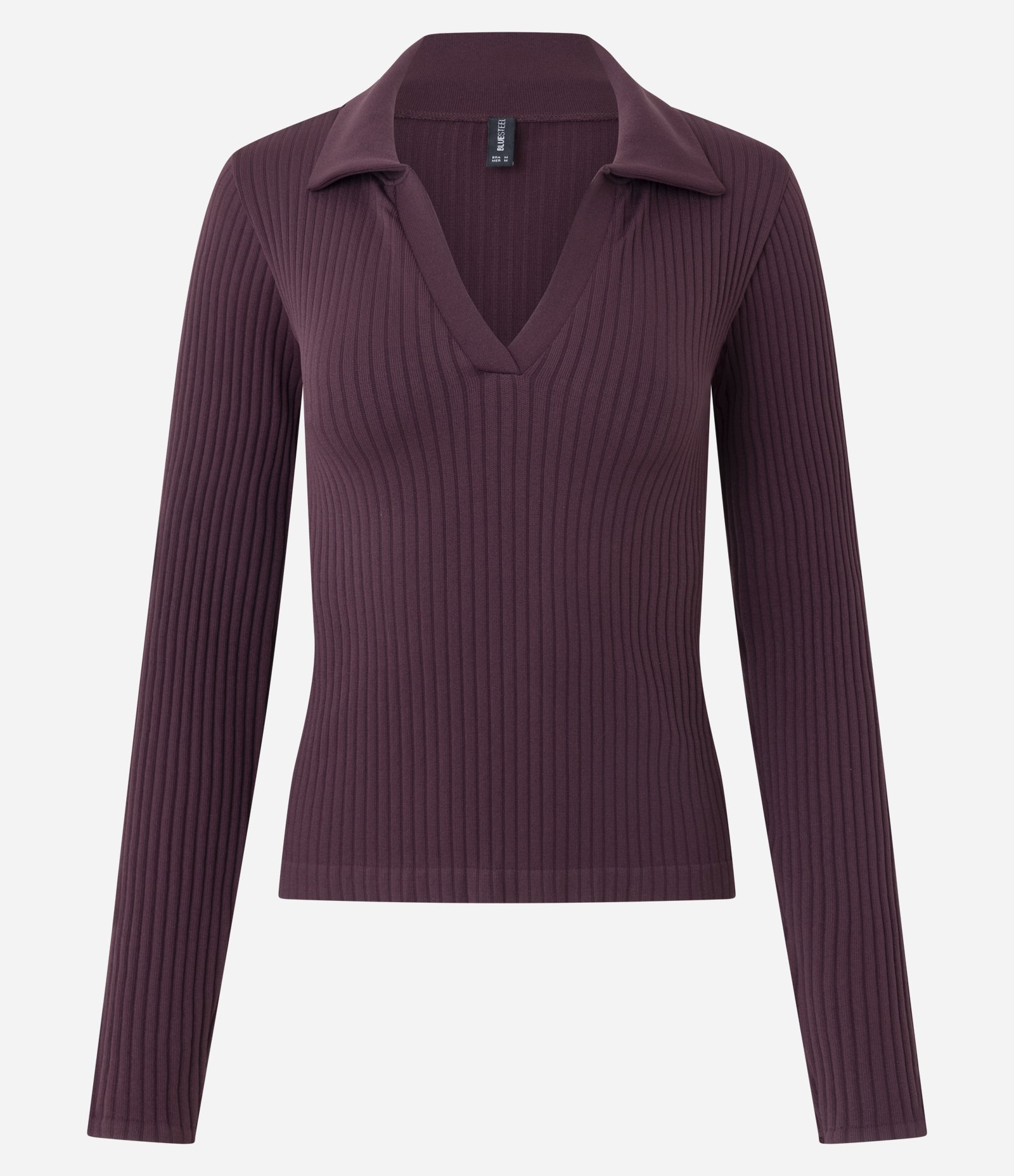 Blusa Seamless Manga Longa em Microfibra com Gola Polo Vinho 5