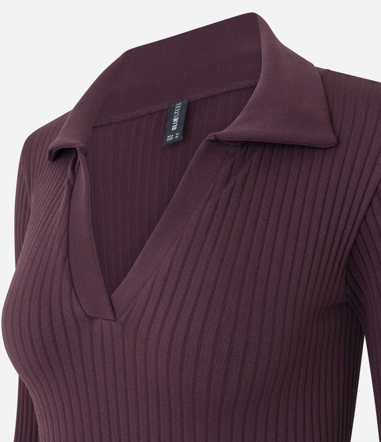 Blusa Seamless Manga Longa em Microfibra com Gola Polo Vinho 6