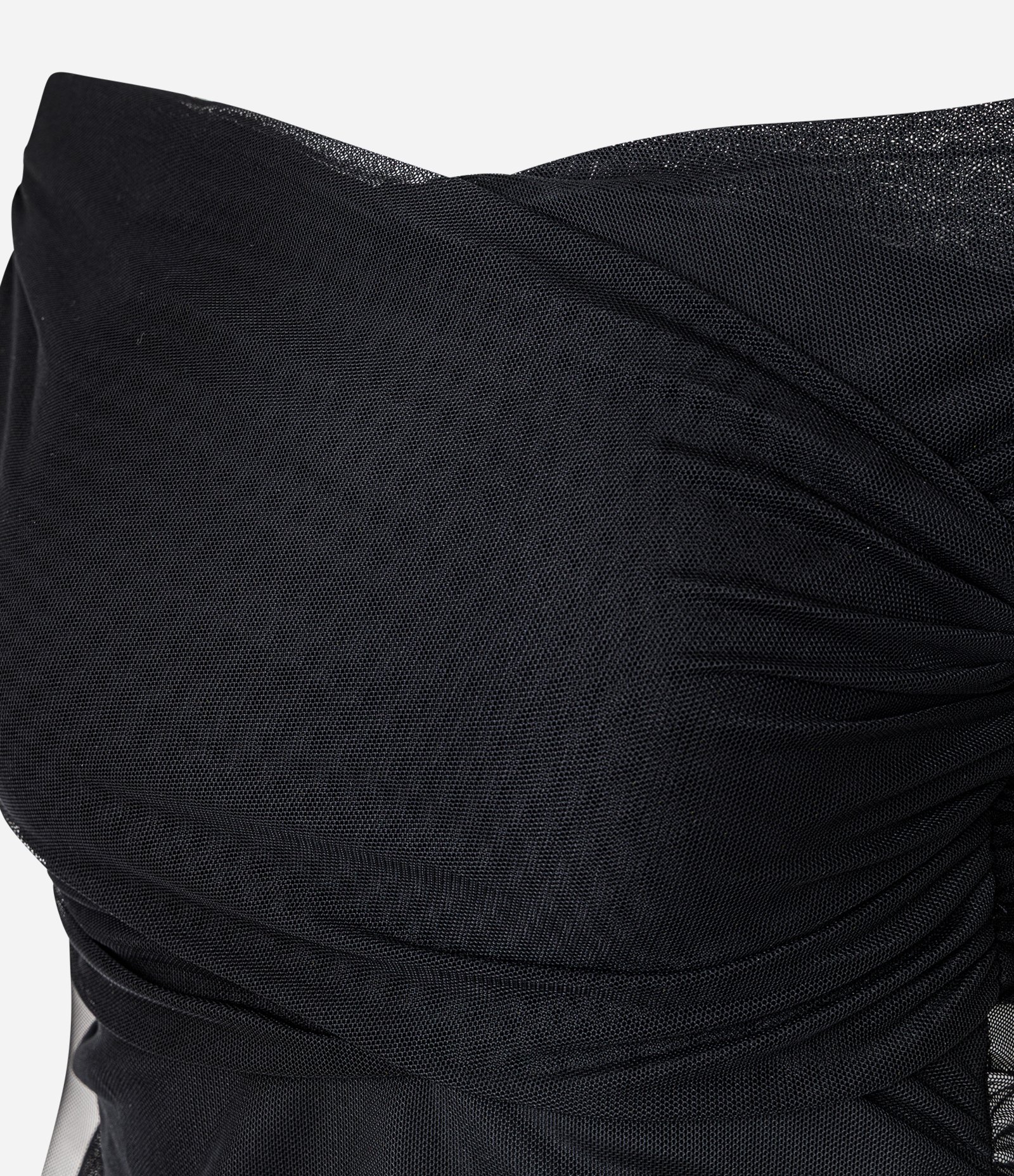 Blusa em Tule com Decote Ombro a Ombro Transpassado Preto 2