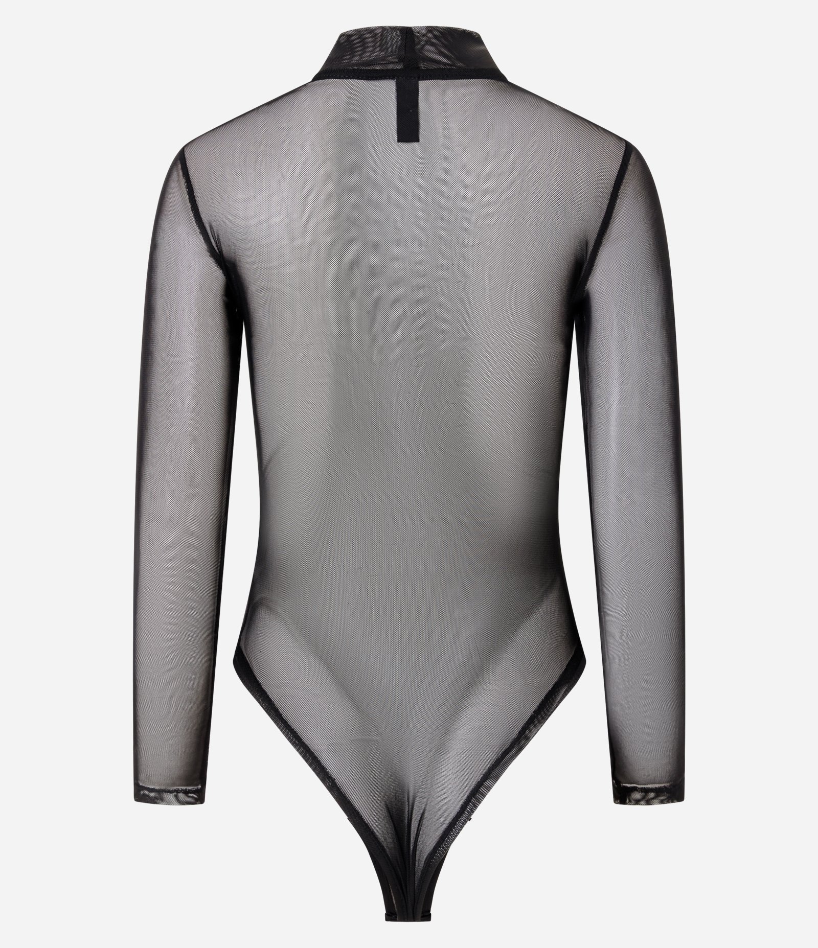 Body em Tule com Gola Alta e Manga Longa Preto 6
