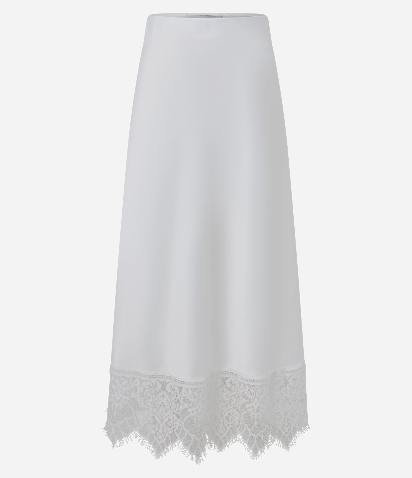 Saia Midi em Cetim com Renda na Barra Branco 1