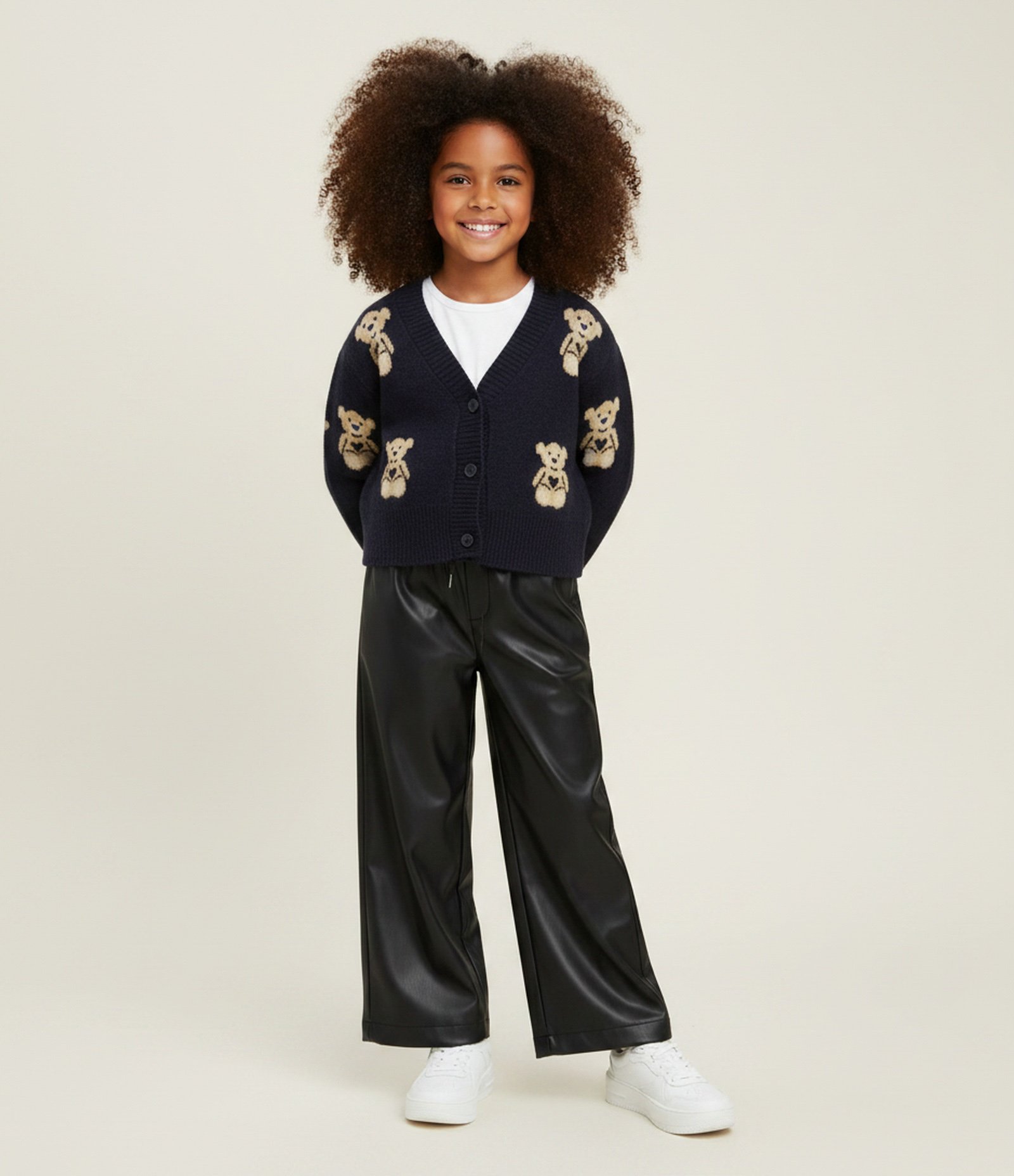 Cardigan Infantil em Jacquard com Estampa de Ursinhos - Tam 5 a 14 Anos Azul 1