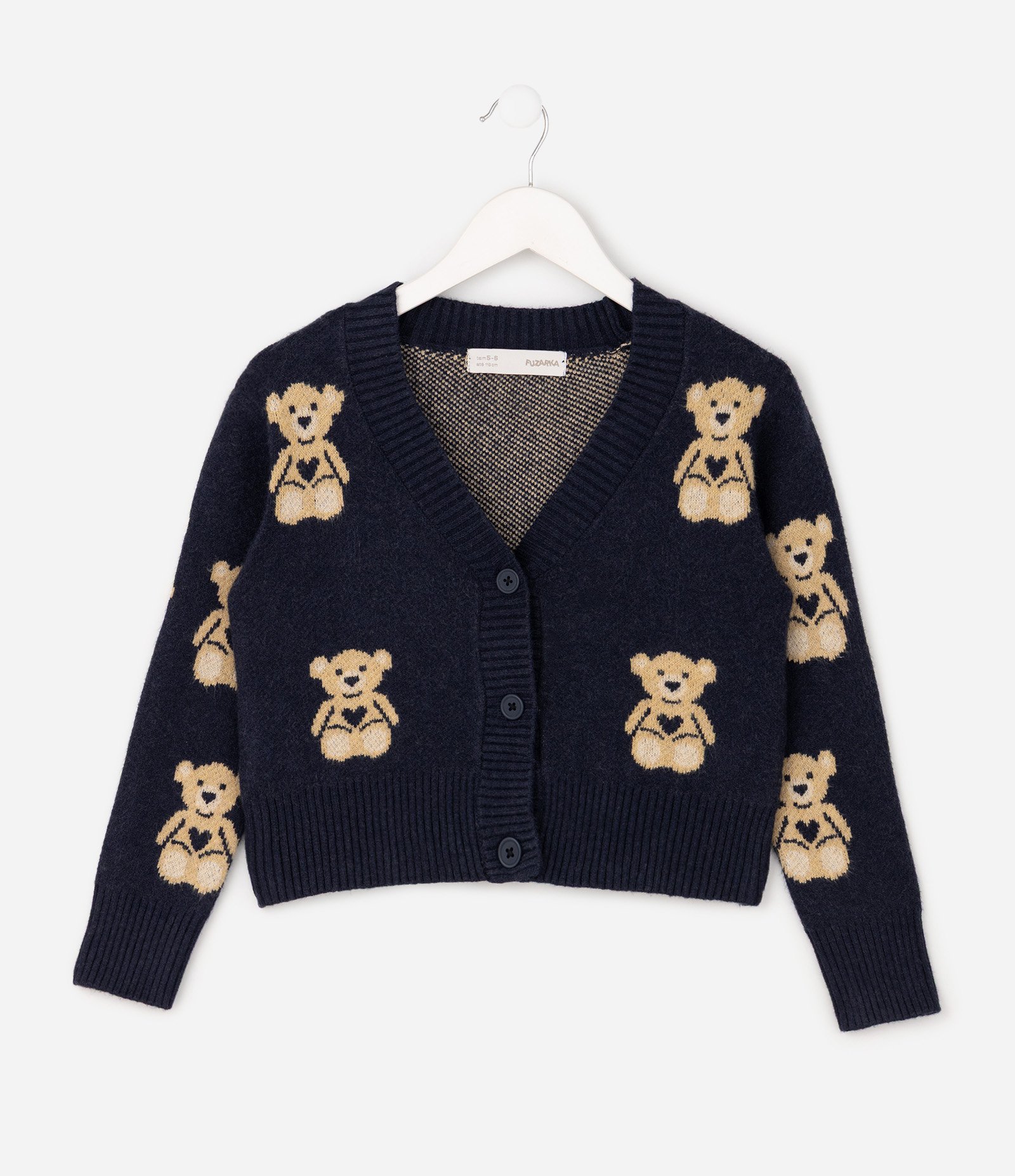 Cardigan Infantil em Jacquard com Estampa de Ursinhos - Tam 5 a 14 Anos Azul 2