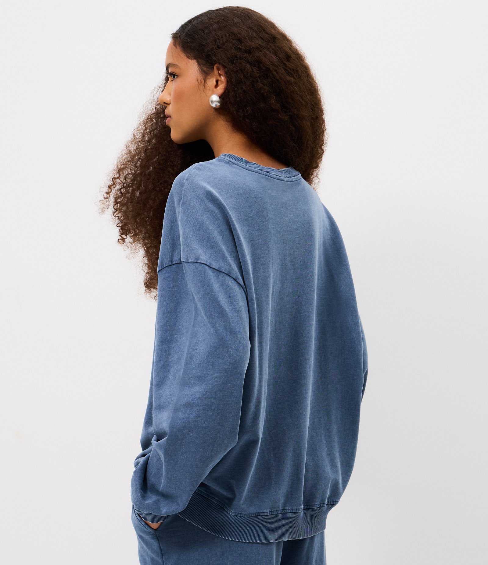 Moletom em Fleece com Lettering London Azul 4