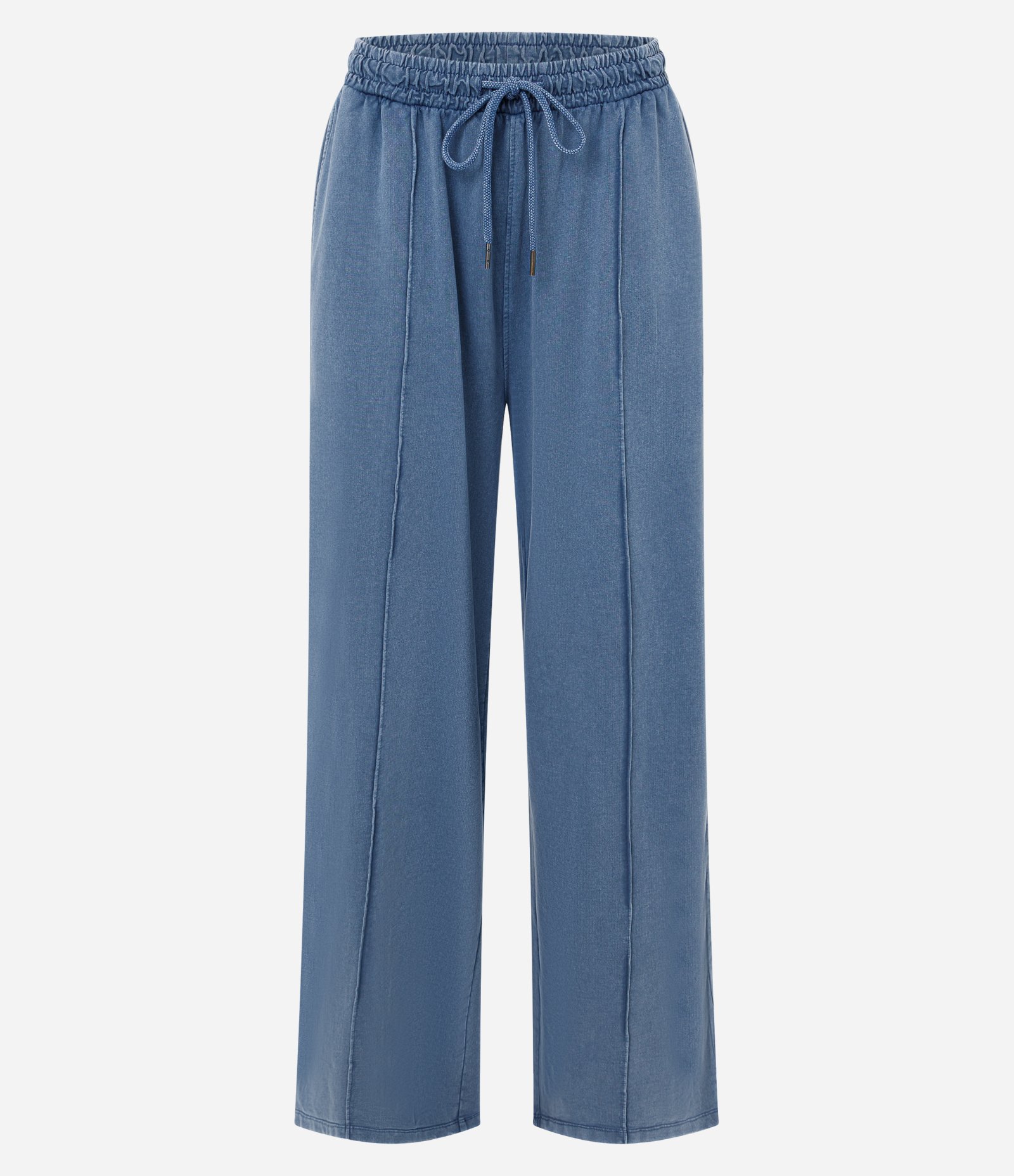 Calça em Moletom Lavado com Cós com Amarração Azul 5