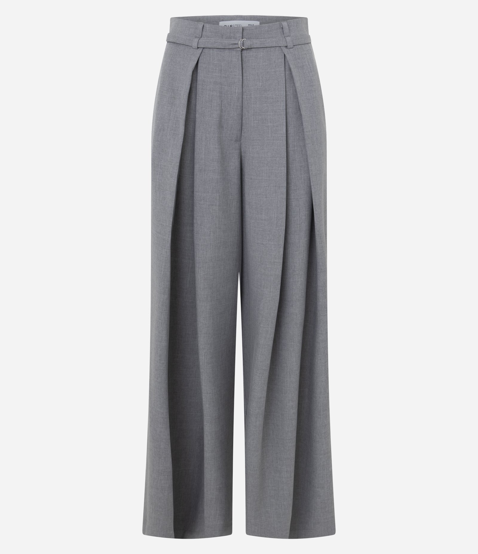 Calça Pantalona Alfaiatada com Cinto e Pregas Cinza 1