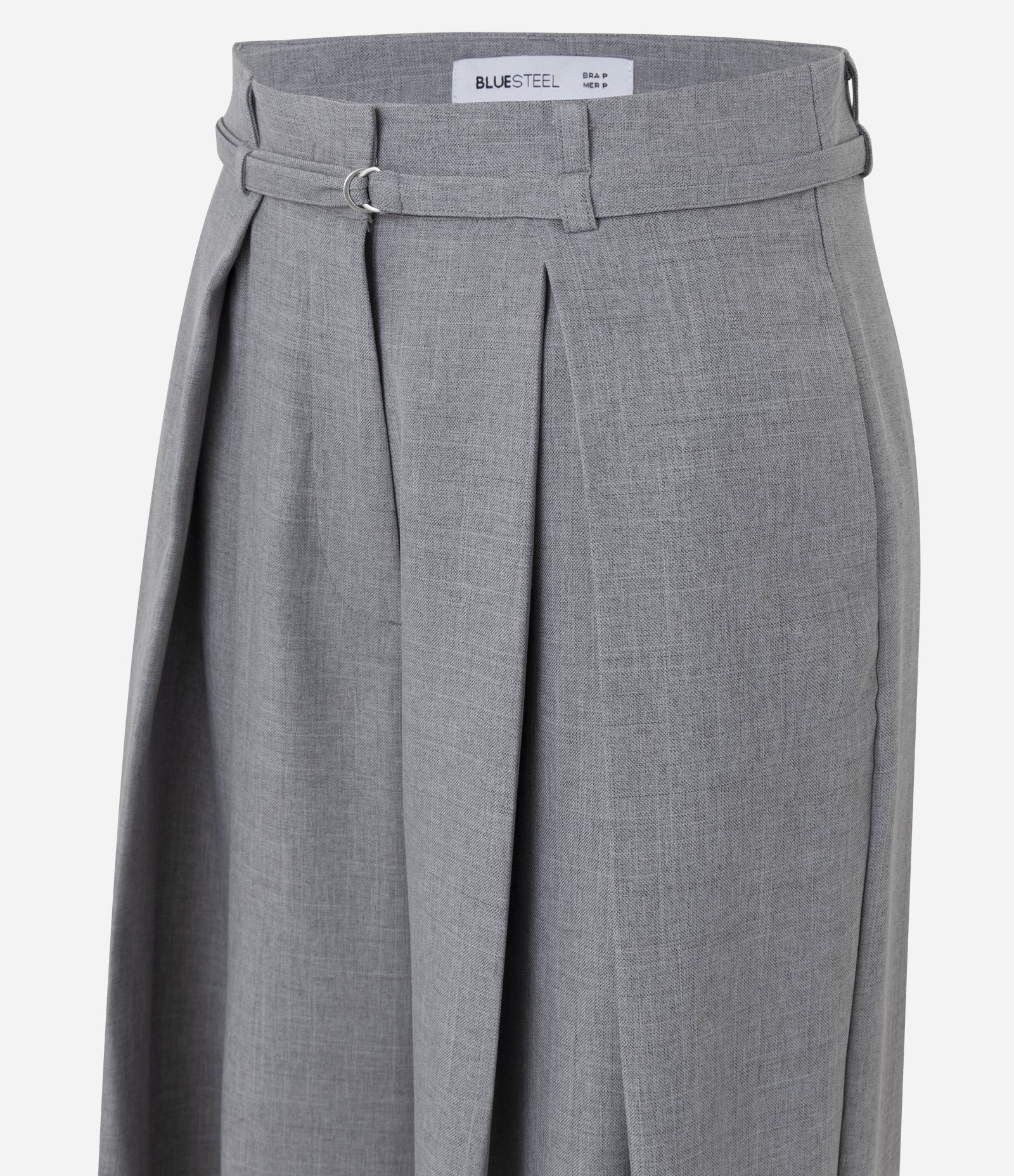 Calça Pantalona Alfaiatada com Cinto e Pregas Cinza 2