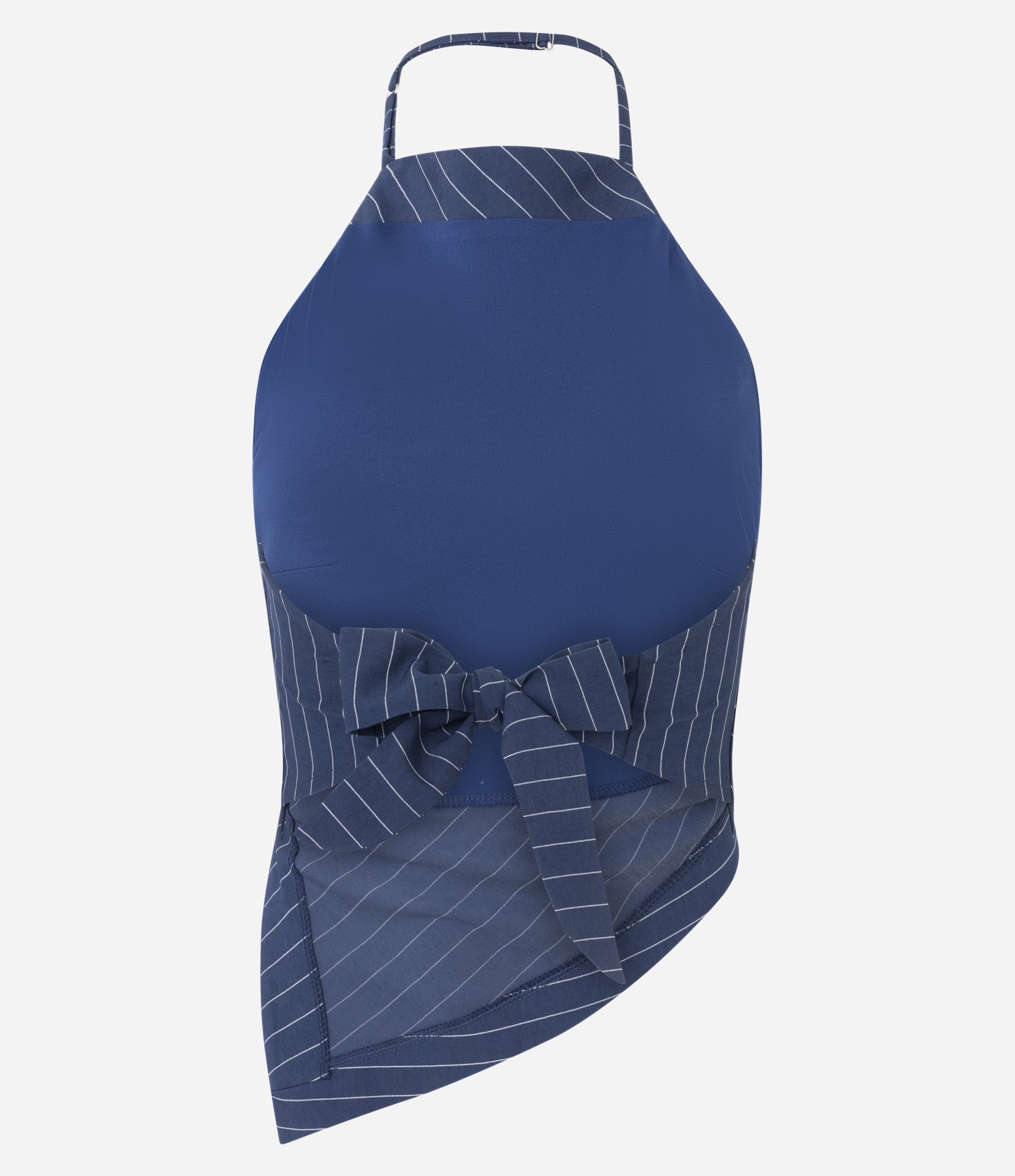 Blusa Frente Única em Alfaiataria com Listras e Amarração Traseira Azul 6