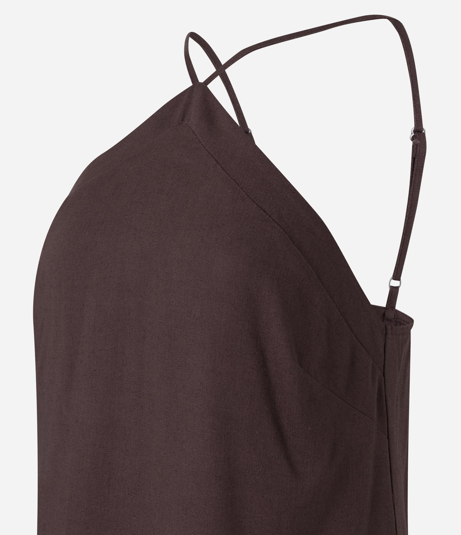 Vestido Midi em Viscolinho com Decote Halter e Fendas Laterais Bordô 6