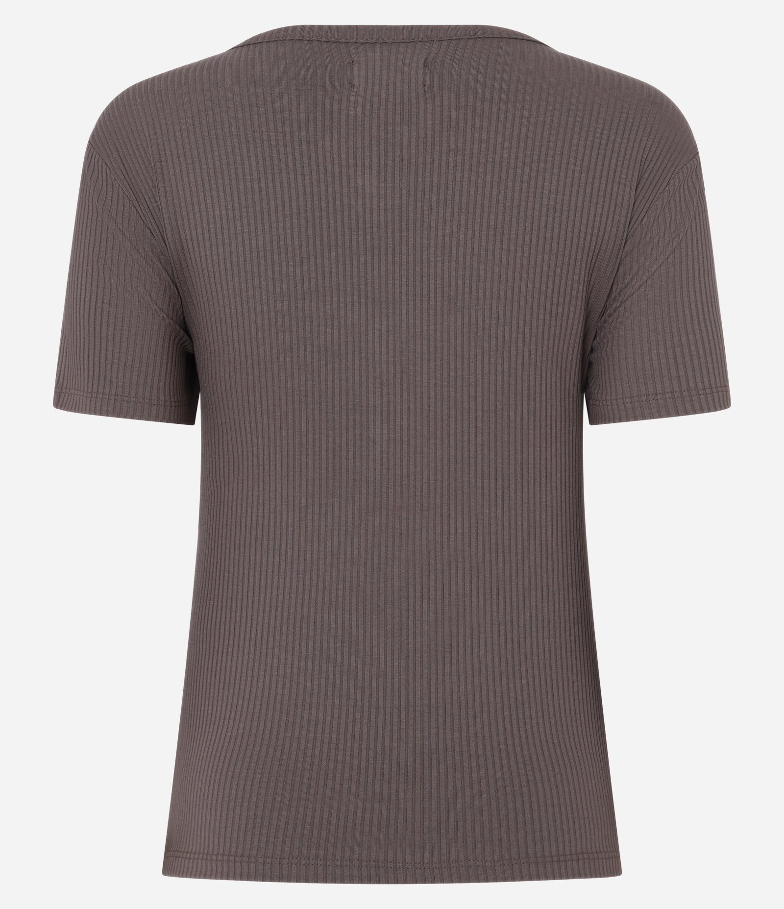 Blusa de Pijama em Ribana com Botões no Decote Marrom 5