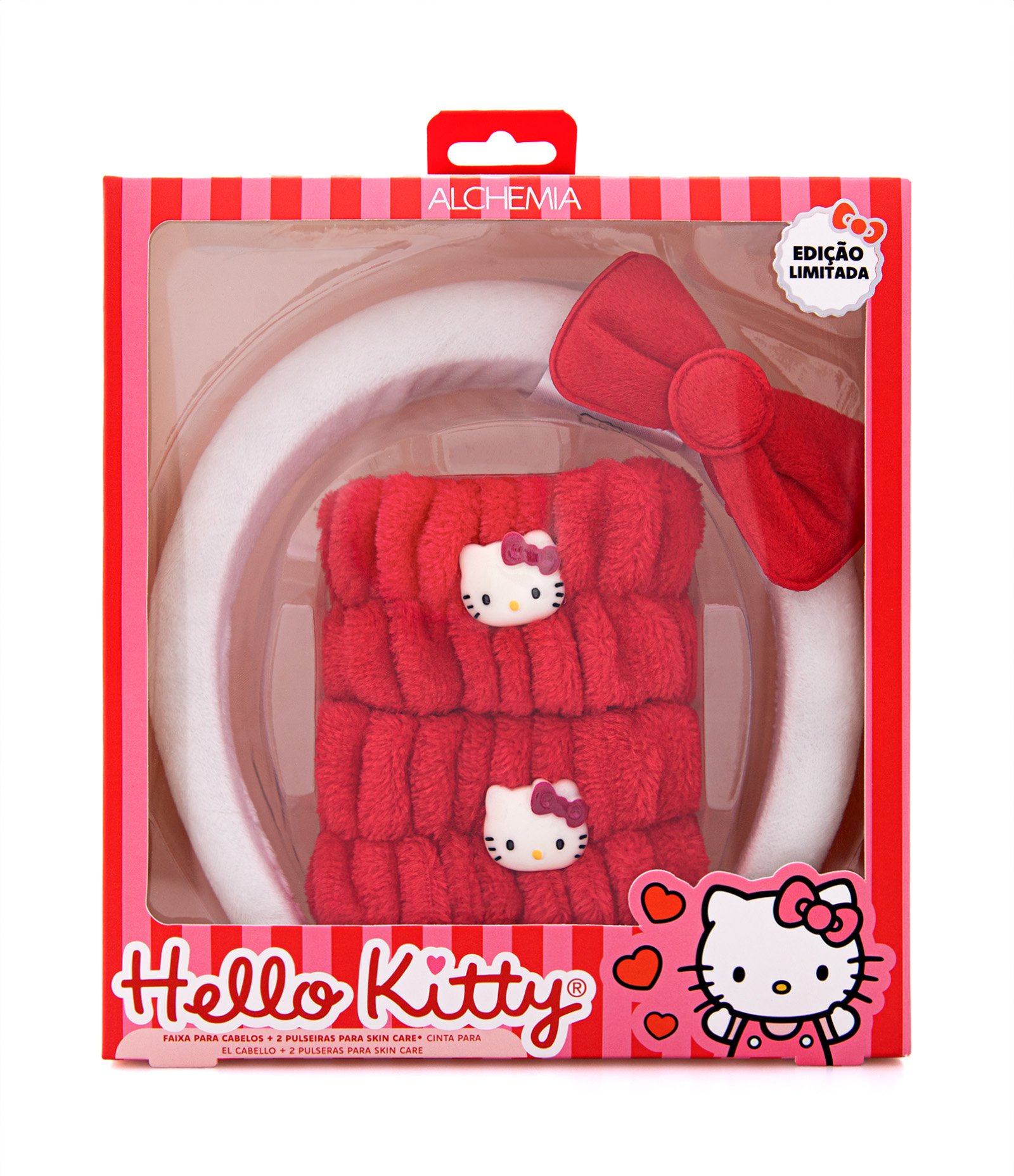 Kit Faixa para Cabelo + Munhequeiras para Skin Care Hello Kitty Alchemia U 1