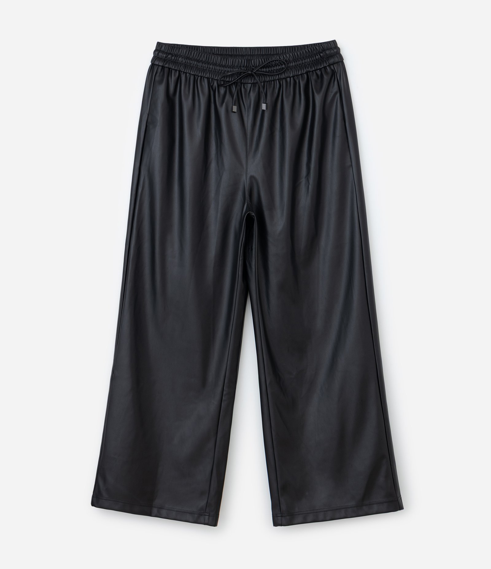 Calça PU Wide com Cós Elástico Curve & Plus Size Preto 1