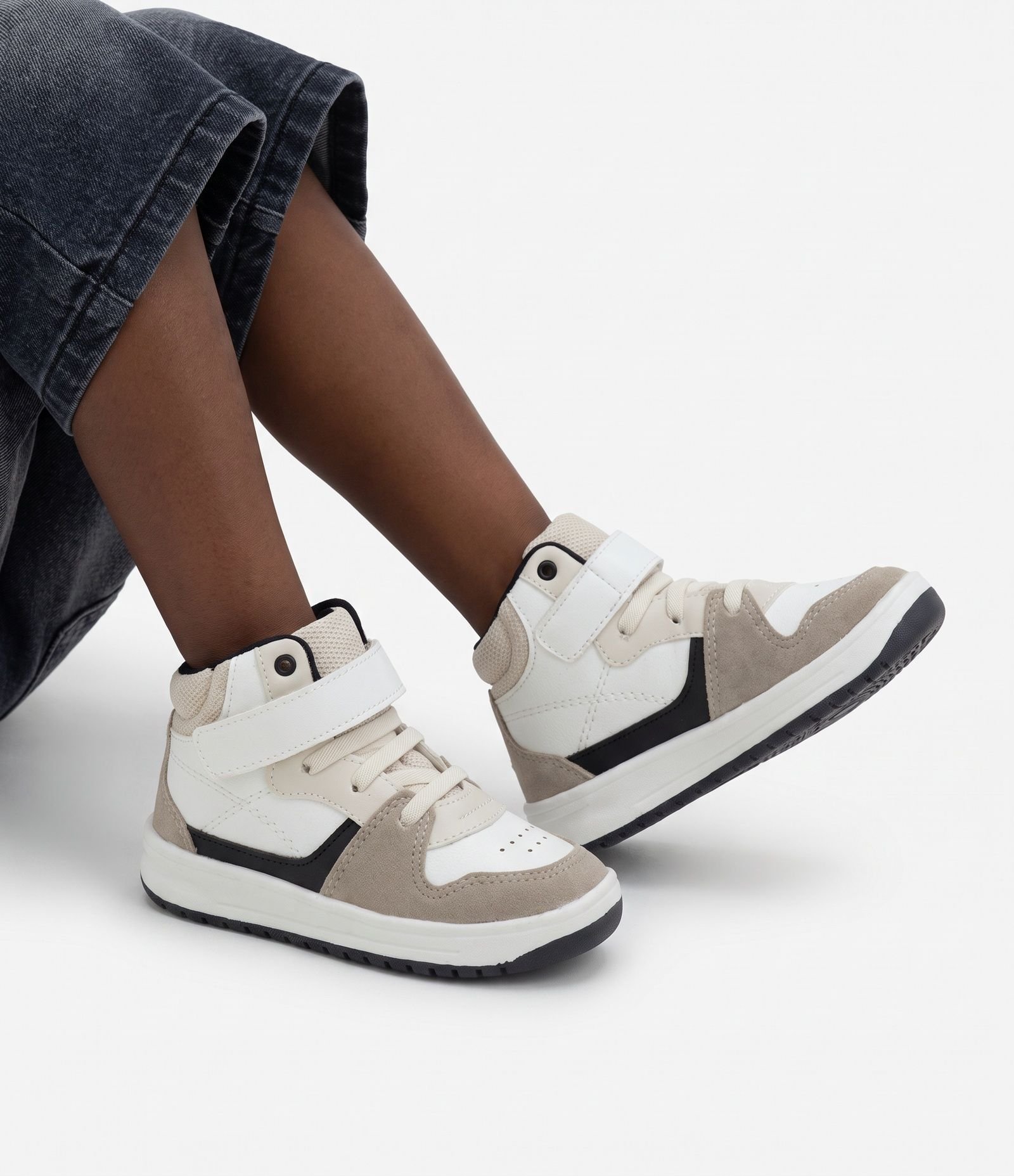 Tênis Infantil Abotinado com Velcro e Cadarço - Tam 20 a 27 Off White 2