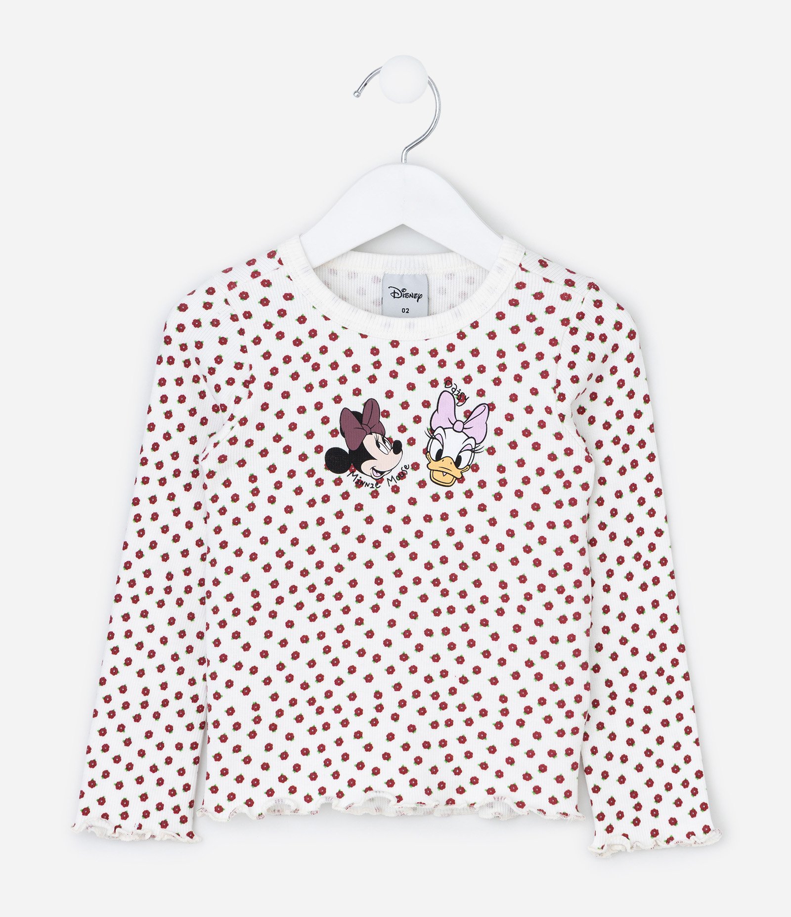 Camiseta Infantil com Estampa Minnie e Margarida – Tam 1 a 5/6 Anos Branco/Vermelho 1