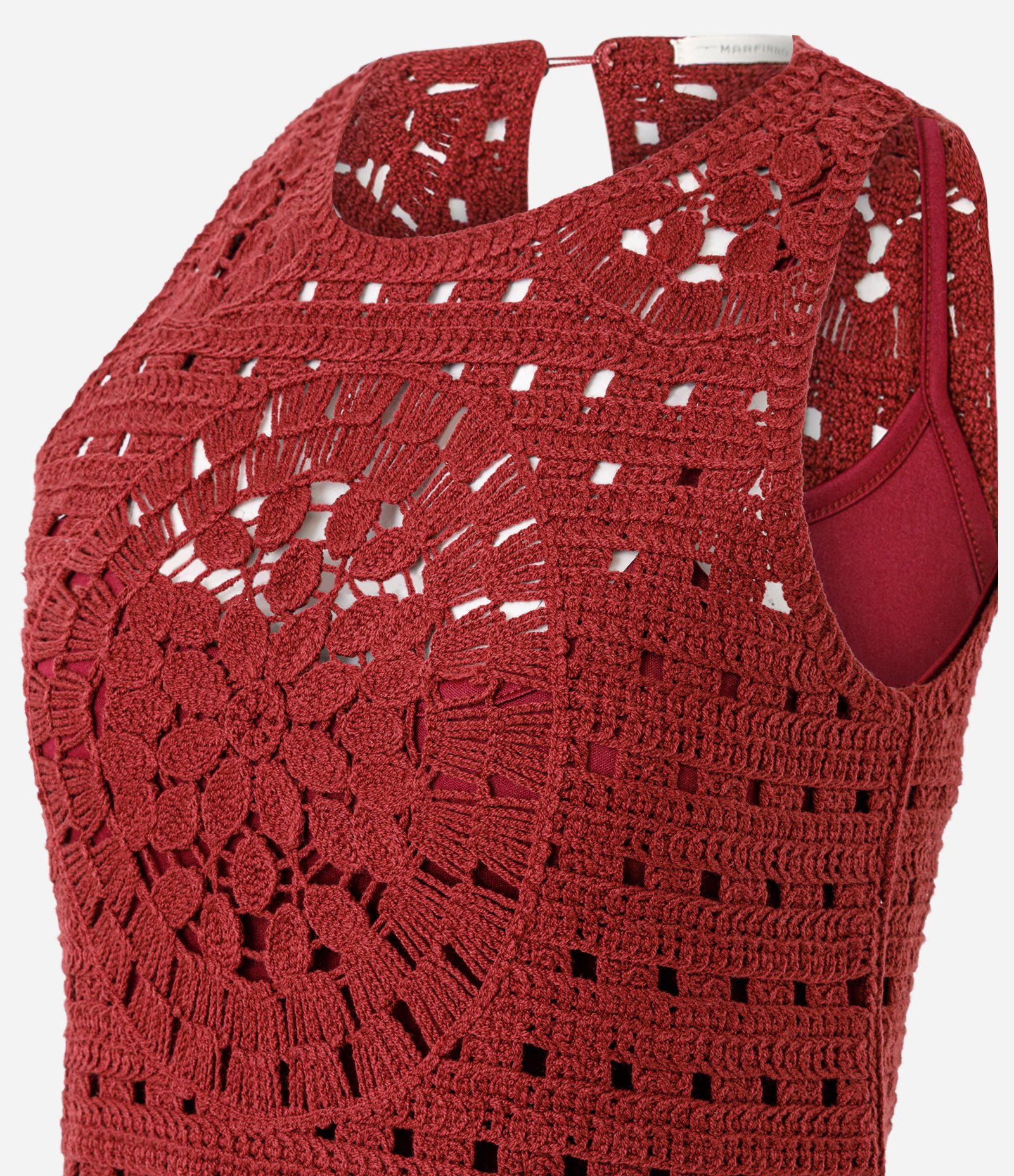 Vestido Curto em Tricô com Barra Detalhada Vermelho 6