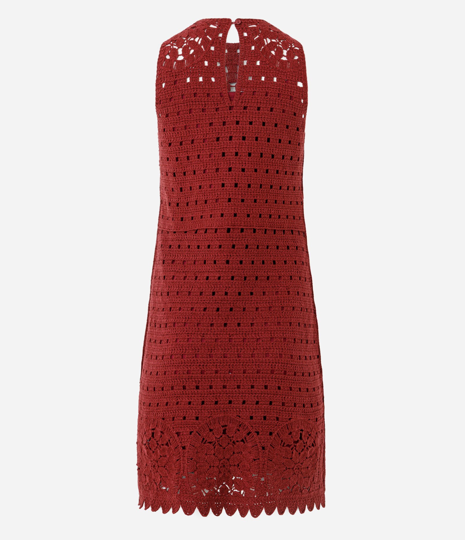 Vestido Curto em Tricô com Barra Detalhada Vermelho 7