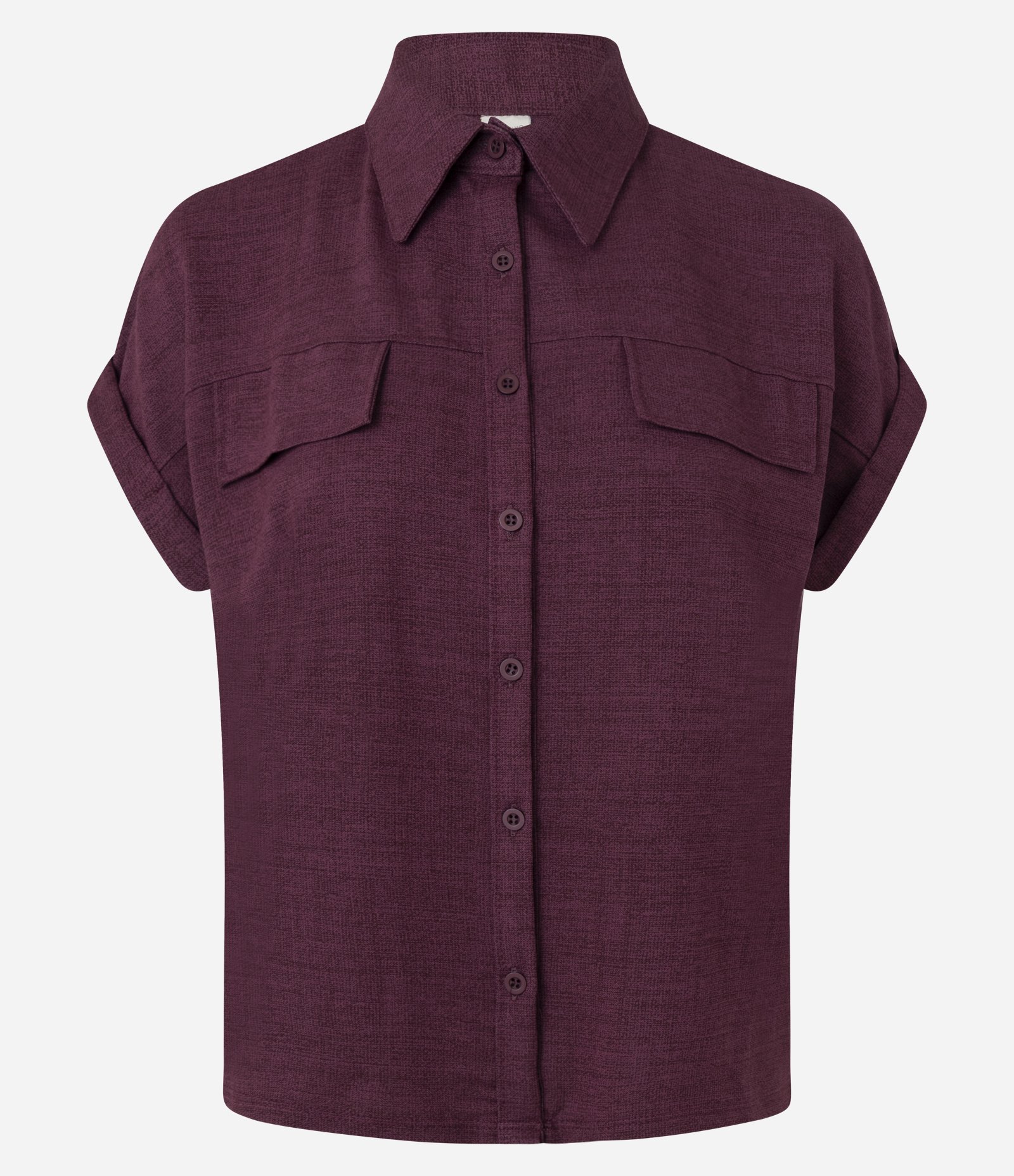 Camisa em Piquet com Lapelas e Dobra na Manga Curta Bordô 4