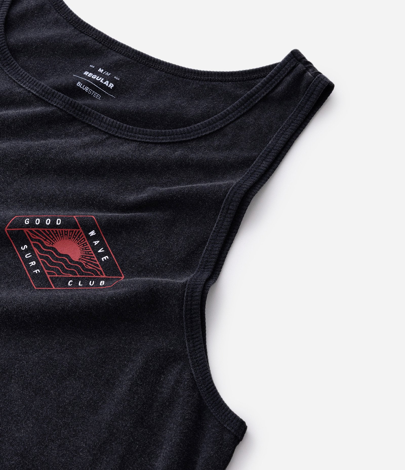 Regata Regular com Estampa de Por do Sol Preto 5