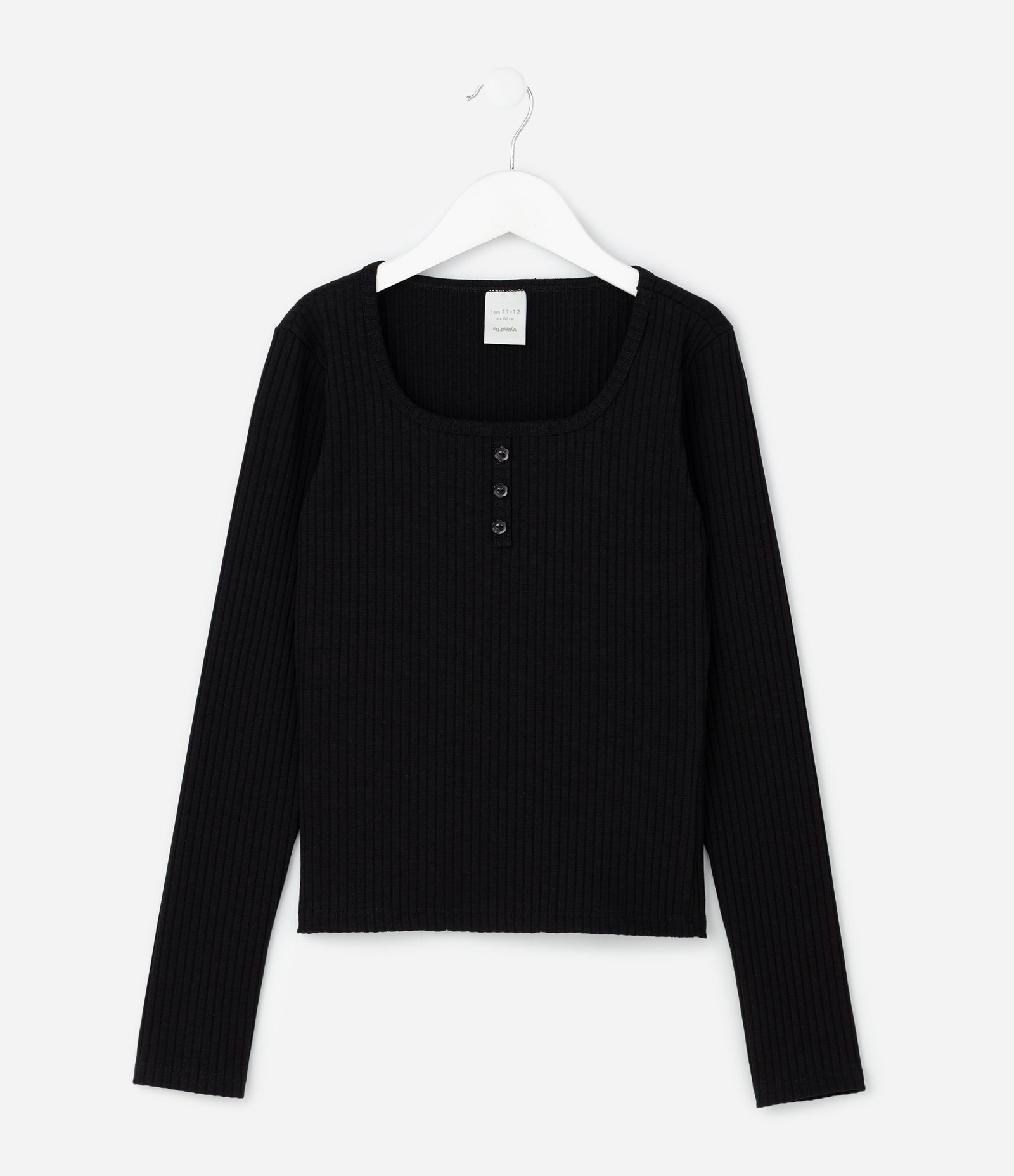 Blusa Infantil Baby Look com Peitilho Frontal – Tam 7 a 16 Anos Preto 2