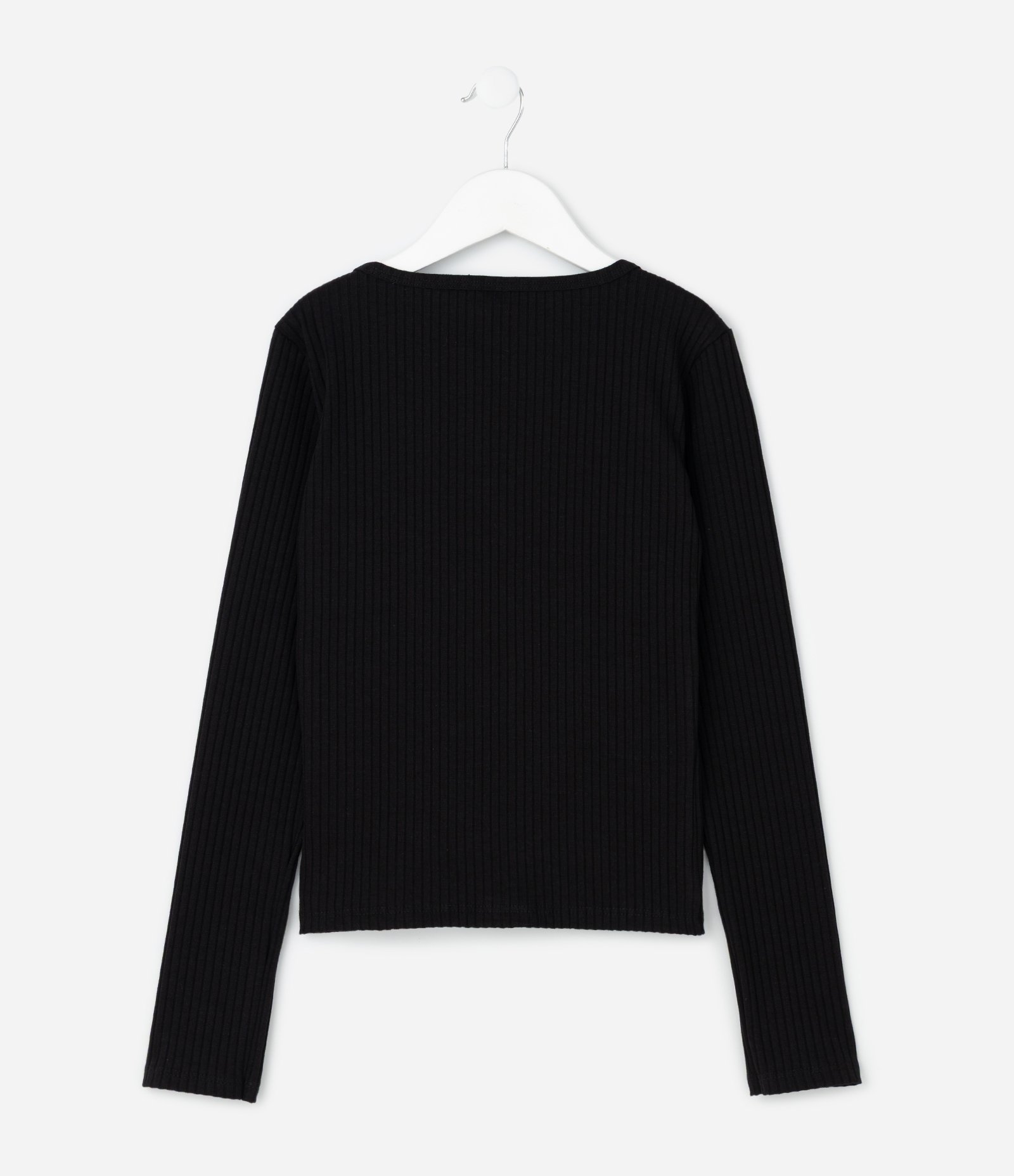 Blusa Infantil Baby Look com Peitilho Frontal – Tam 7 a 16 Anos Preto 3