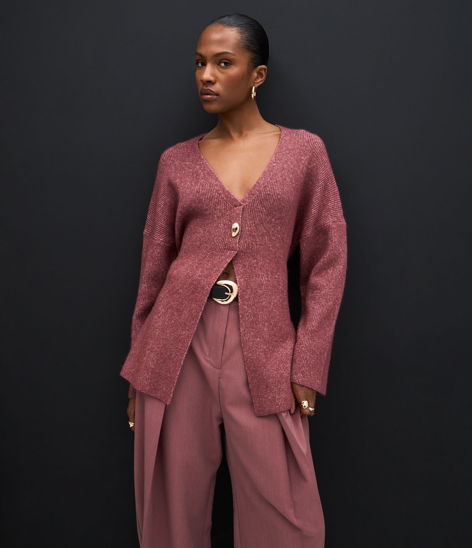 Calça Barrel Alfaiatada com Pregas Frontais e Cinto em PU Rosa 5