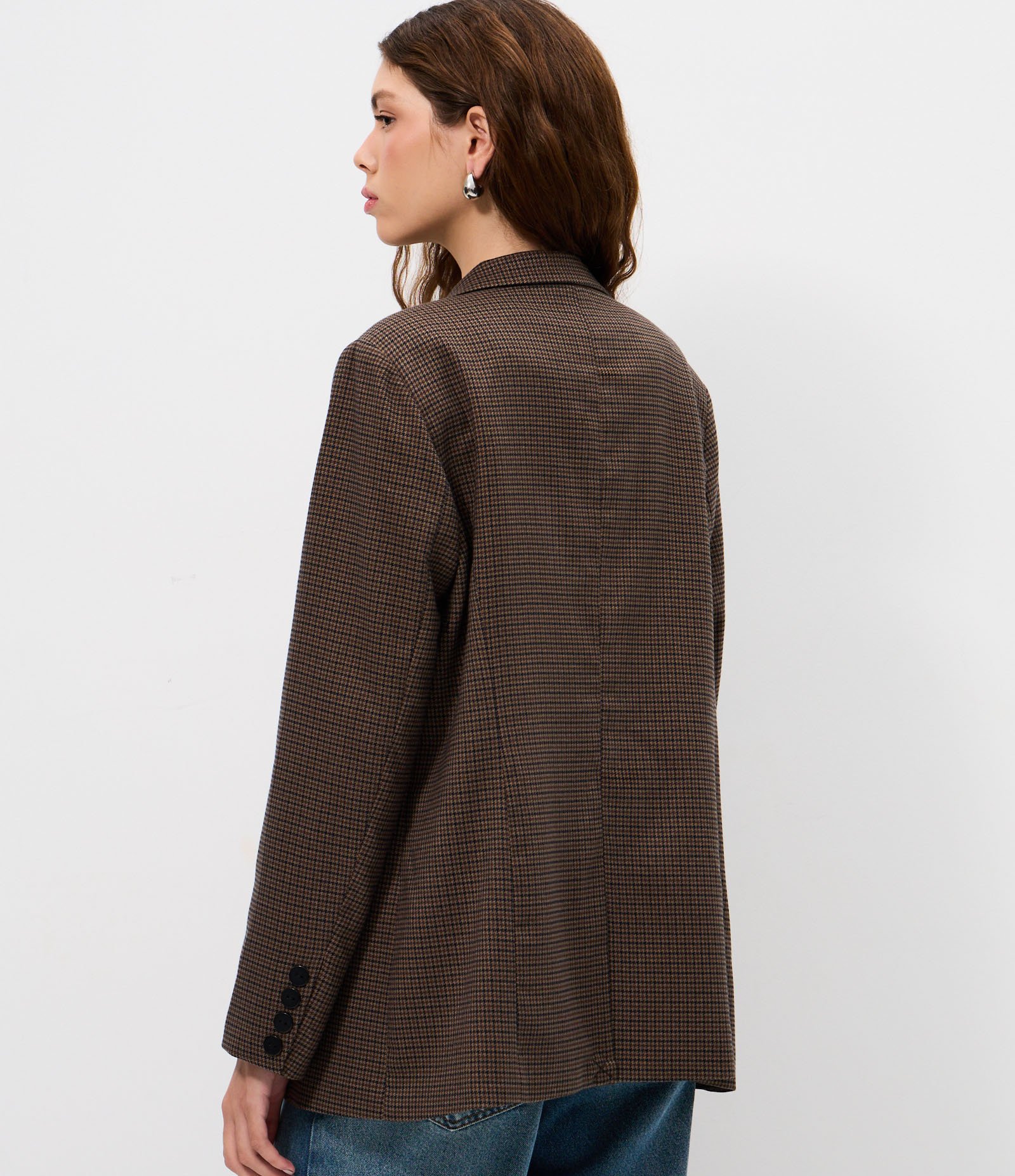 Blazer Alongado Alfaiatado Xadrez Marrom 3