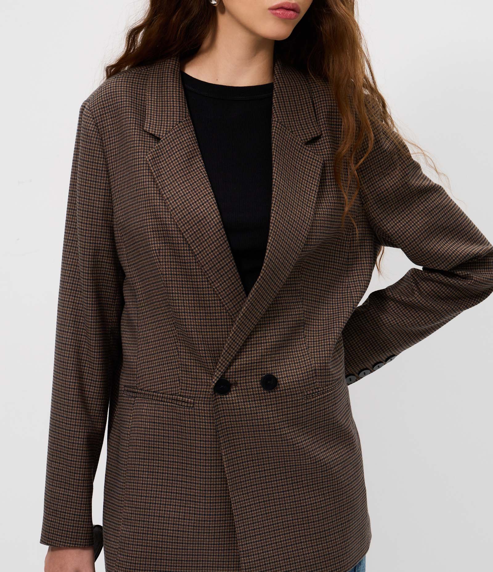 Blazer Alongado Alfaiatado Xadrez Marrom 4