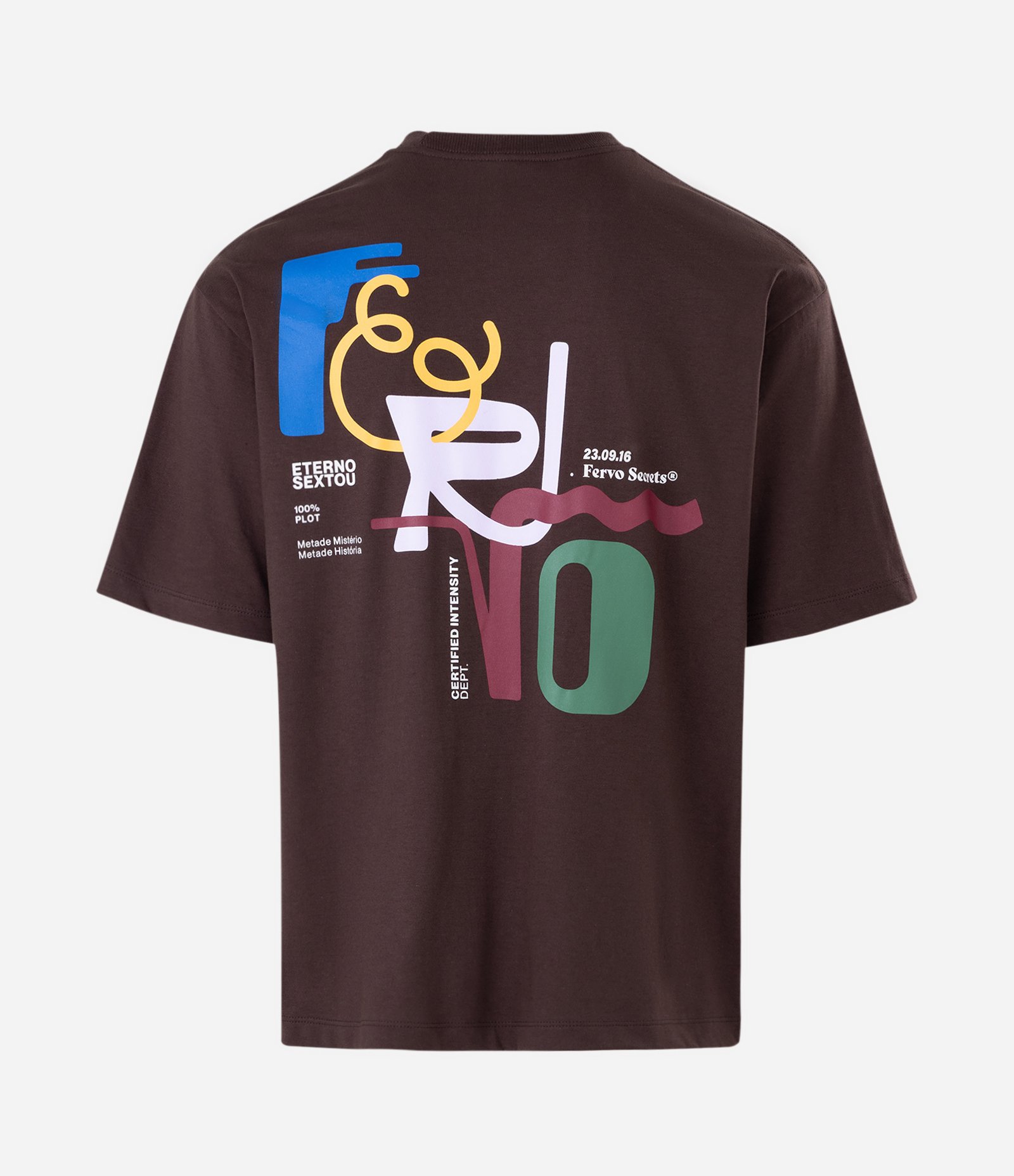 Camiseta Boxy com Manga Curta e Lettering Fervo Rio Marrom 6