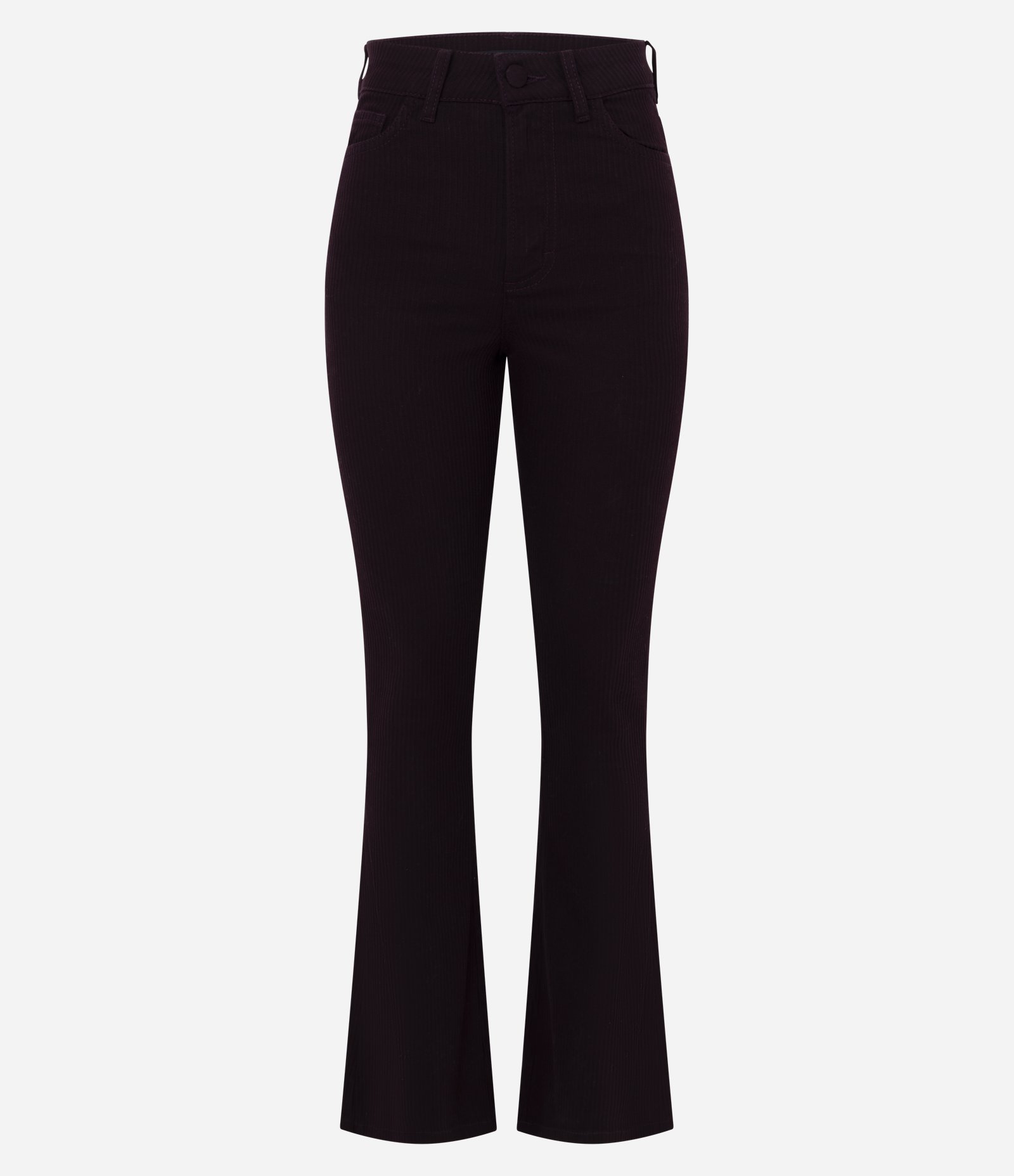 Calça Boot Cut Canelada em Sarja com Botão Forrado Vermelho Escuro 4