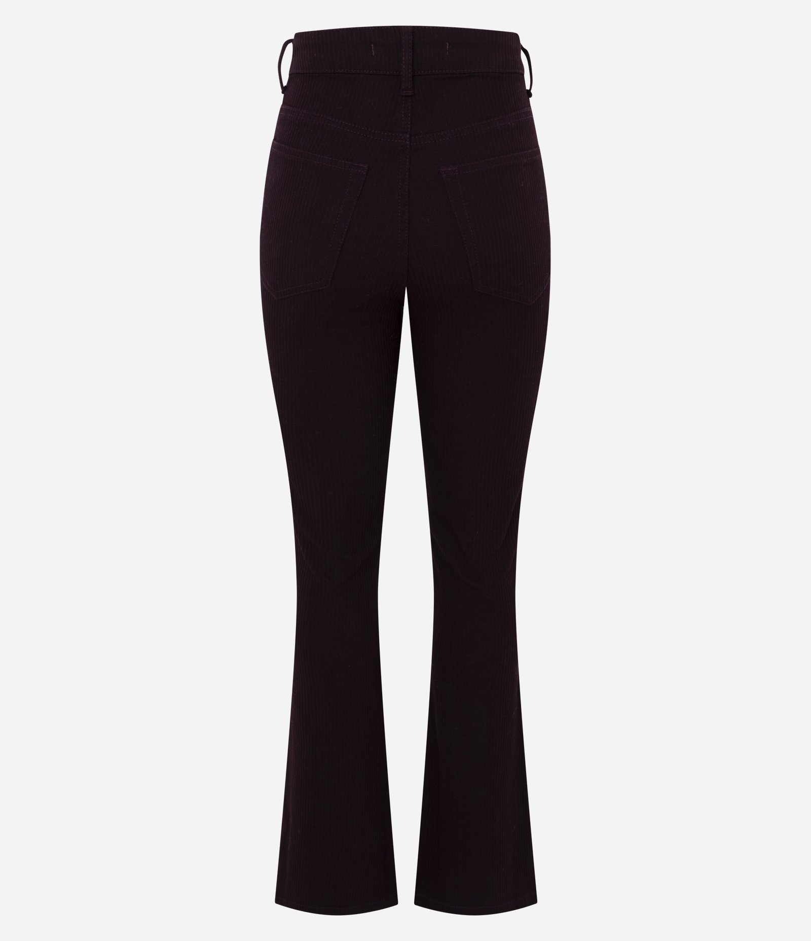 Calça Boot Cut Canelada em Sarja com Botão Forrado Vermelho Escuro 6
