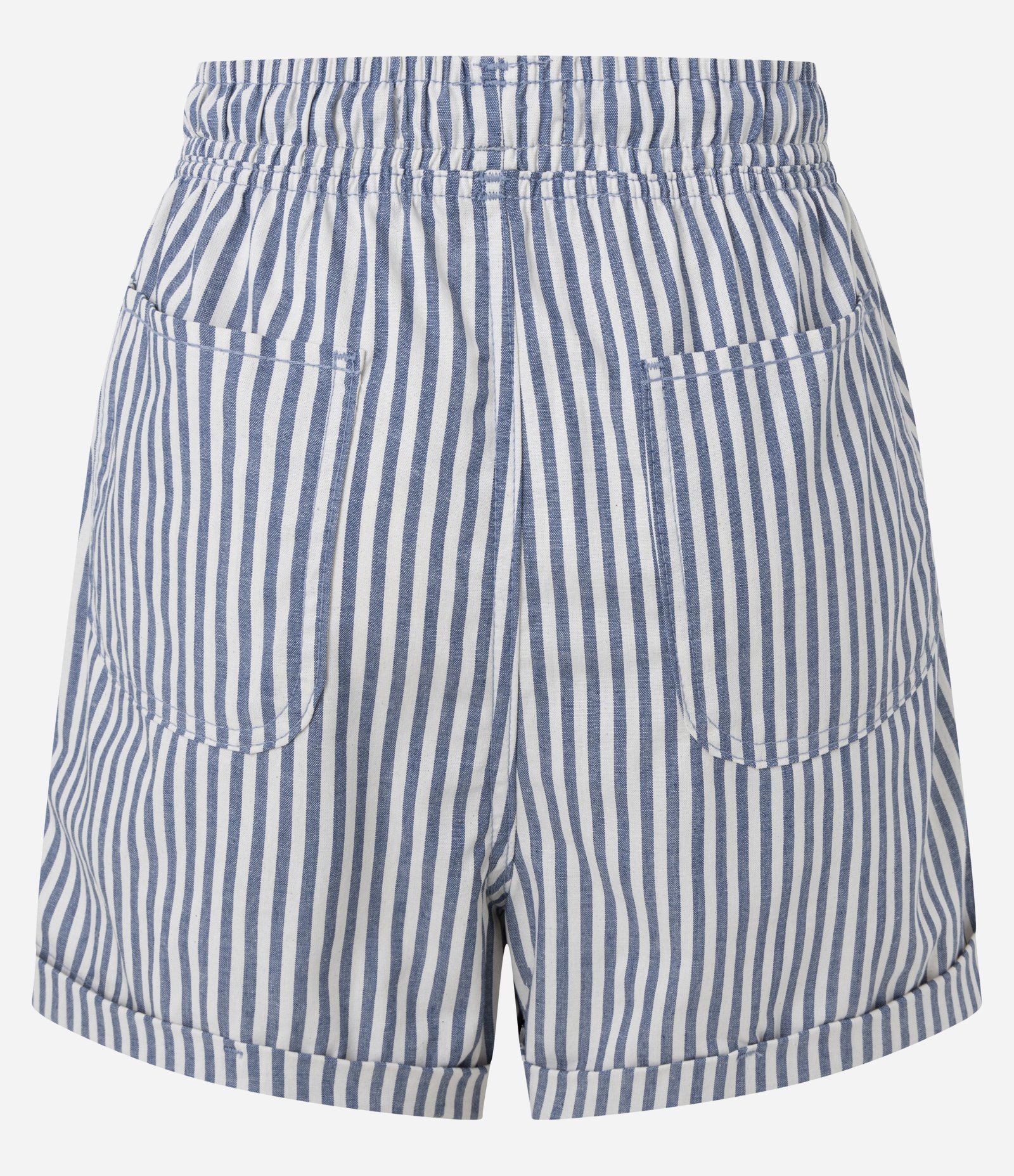 Short Runner em Jeans com Cós Elástico e Amarração Azul/Branco 2