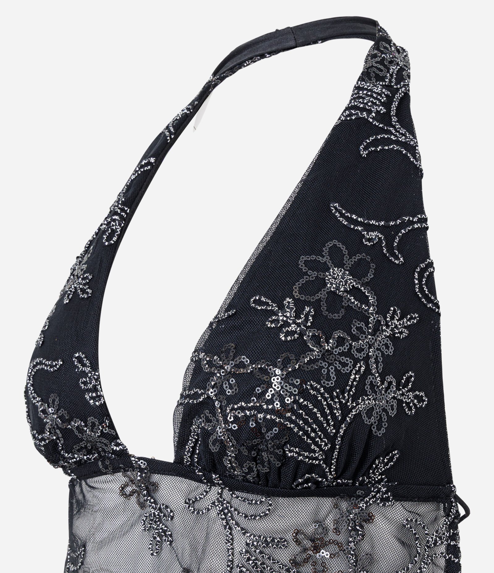 Blusa Frente Única em Tule com Bordado Preto 3